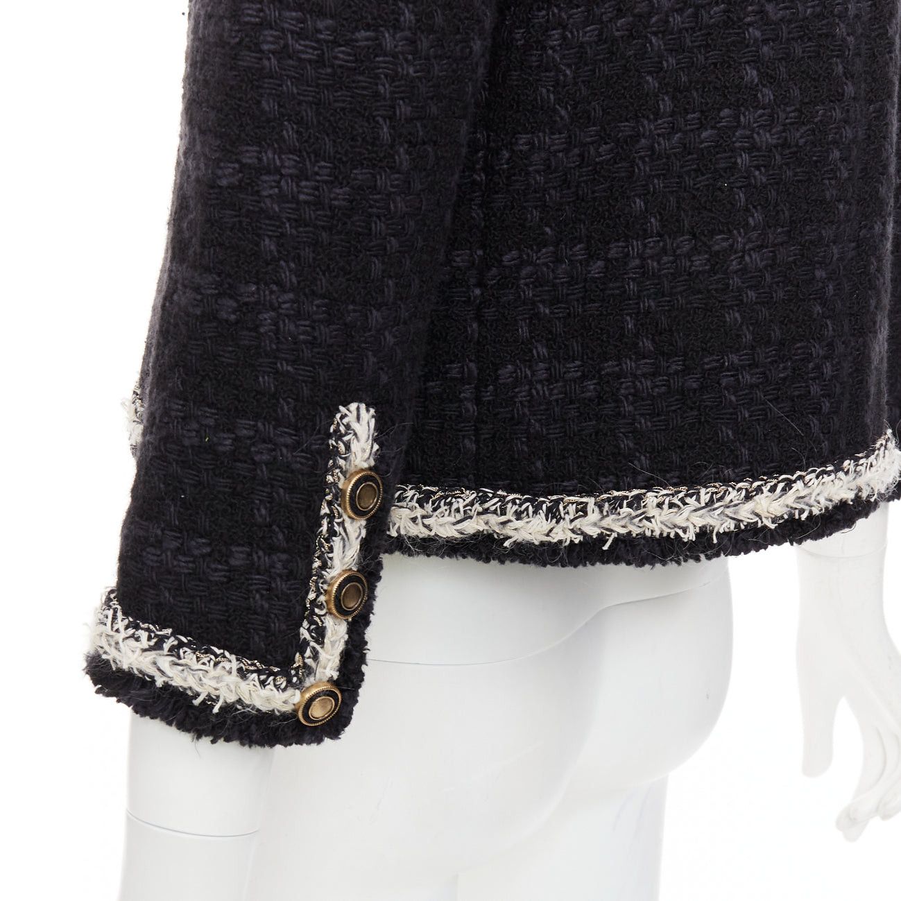 Saint Laurent Paris SAINT LAURENT 2021 navy wool silk tweed silver chain braided trim jacket FR38 M Size M / US 6-8 / IT 42-44 - 7 Thumbnail