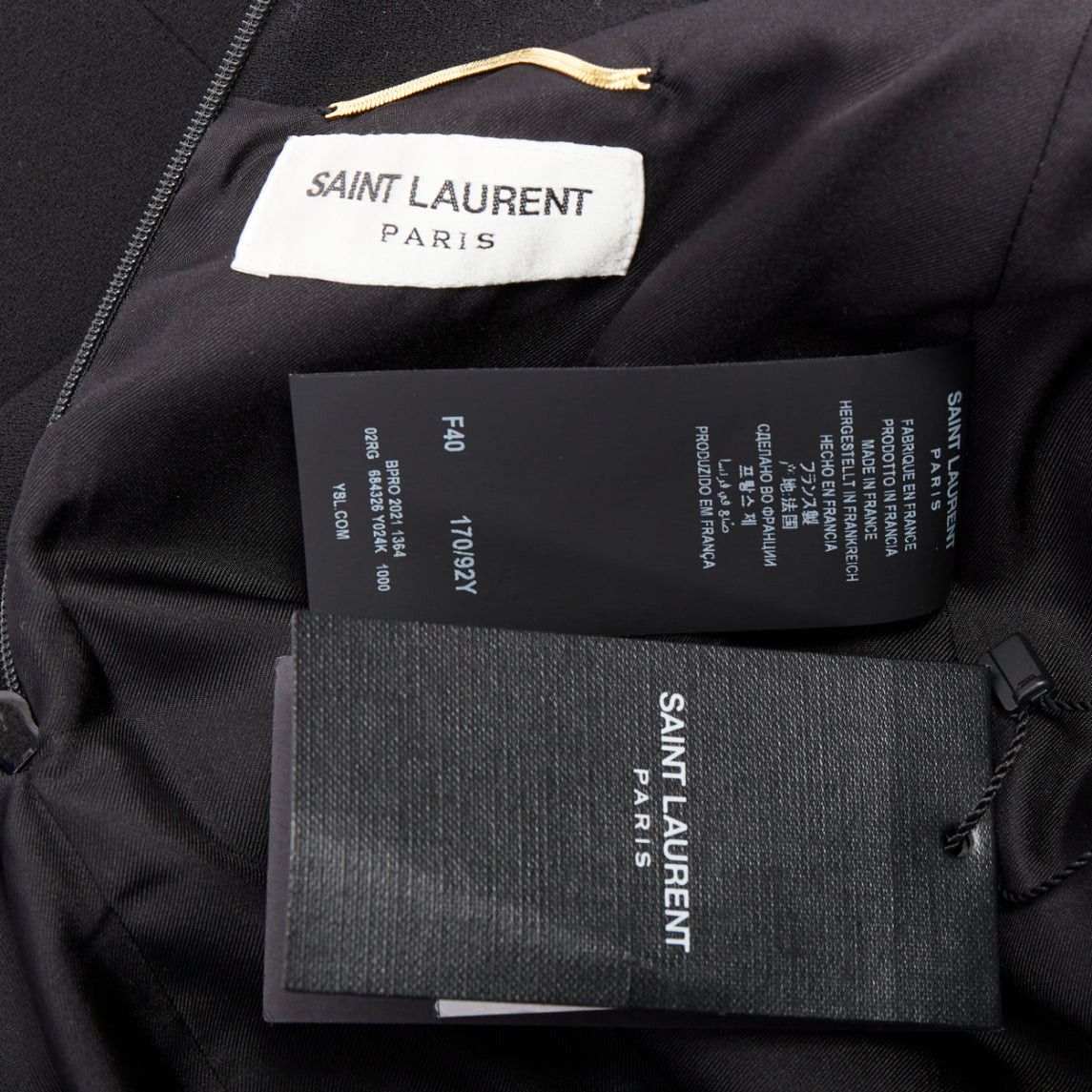 Saint Laurent Paris SAINT LAURENT 2022 Runway black plunge neck crystal brooch low back wool dress FR40 L Size M / US 6-8 / IT 42-44 - 9 Thumbnail
