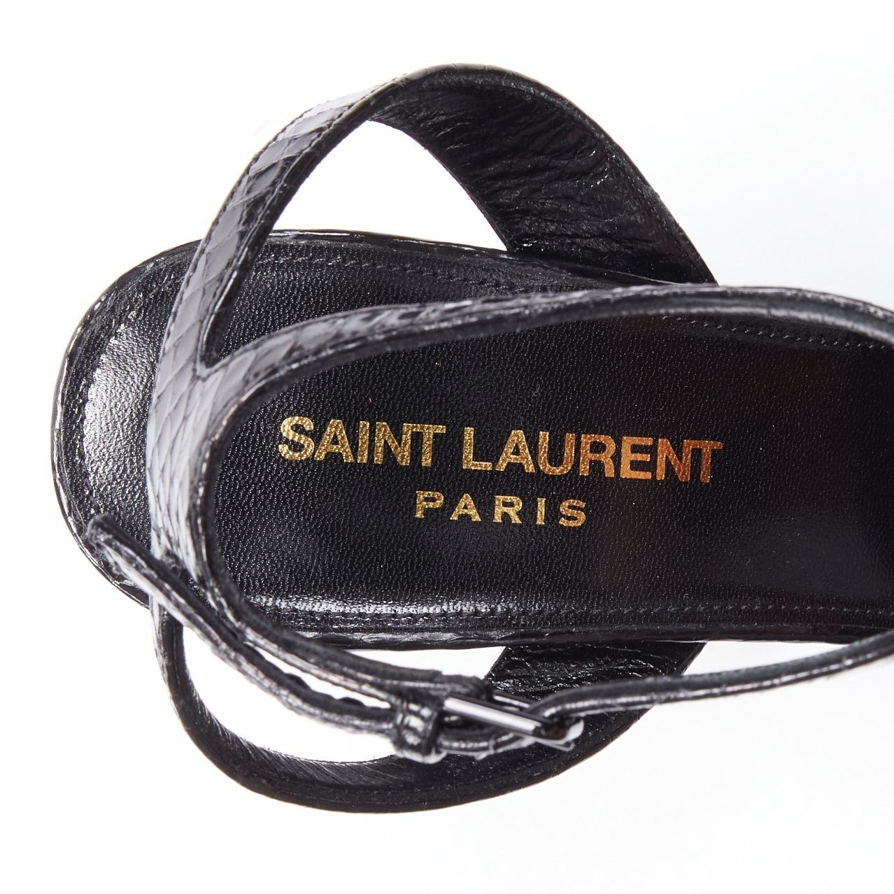 Saint Laurent Paris SAINT LAURENT Paige 85 Runway black patchwork stud platform sandals EU37 Size US 7 / IT 37 - 10 Thumbnail
