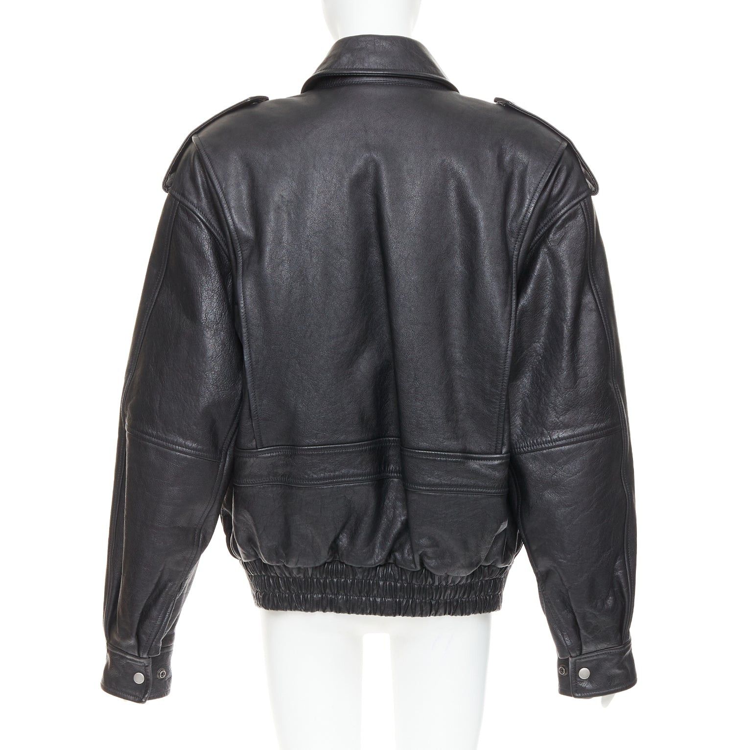 Saint Laurent Paris rare SAINT LAURENT 2023 Runway black cow leather oversized aviator bomber jacket FR38 M Size M / US 6-8 / IT 42-44 - 6 Thumbnail