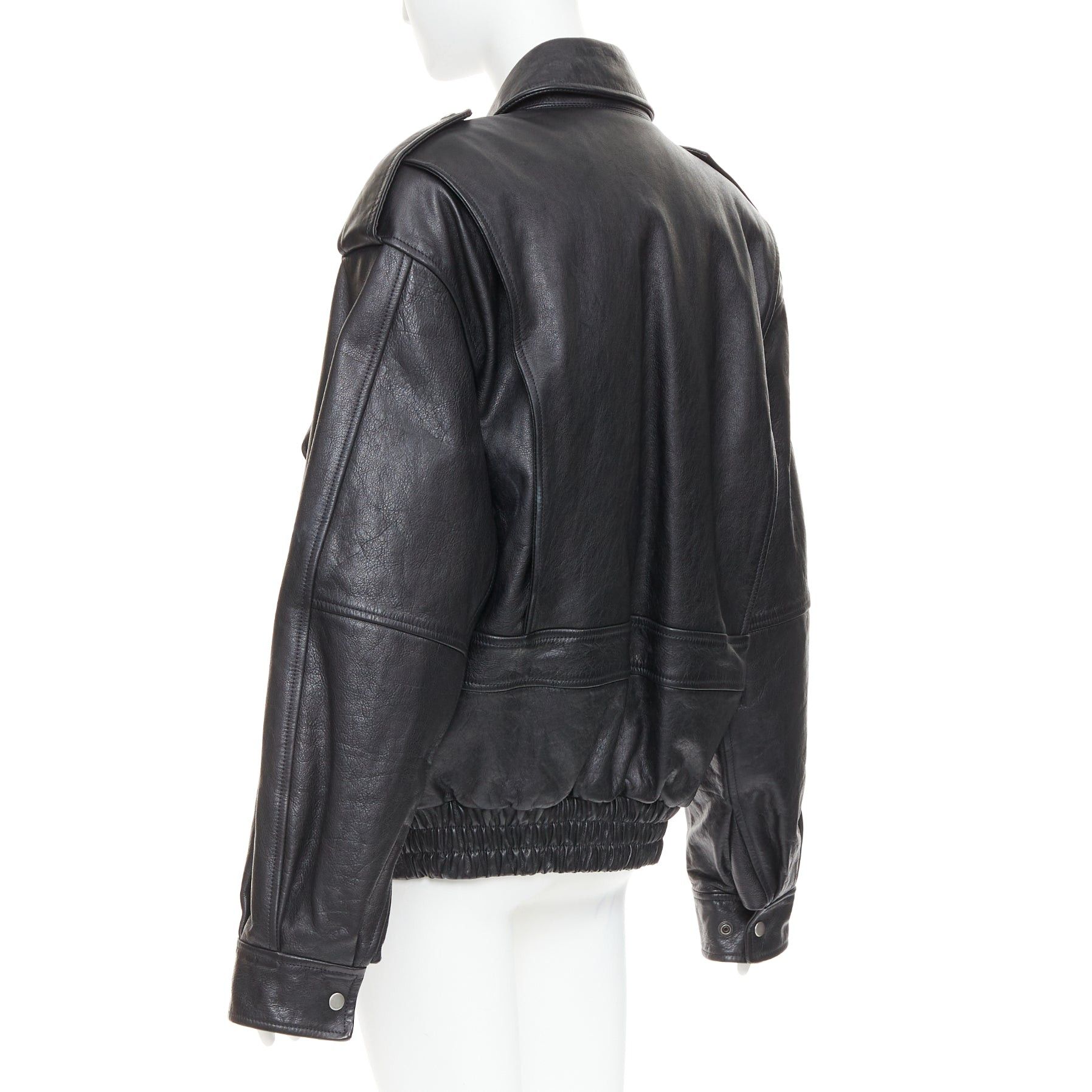 Saint Laurent Paris rare SAINT LAURENT 2023 Runway black cow leather oversized aviator bomber jacket FR38 M Size M / US 6-8 / IT 42-44 - 7 Thumbnail