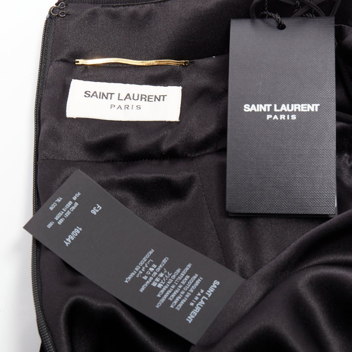 Saint Laurent Paris SAINT LAURENT 2022 Runway black velvet crystal brooch cut out romper playsuit FR36 S Size 27" / US 4 / IT 40 - 10 Thumbnail