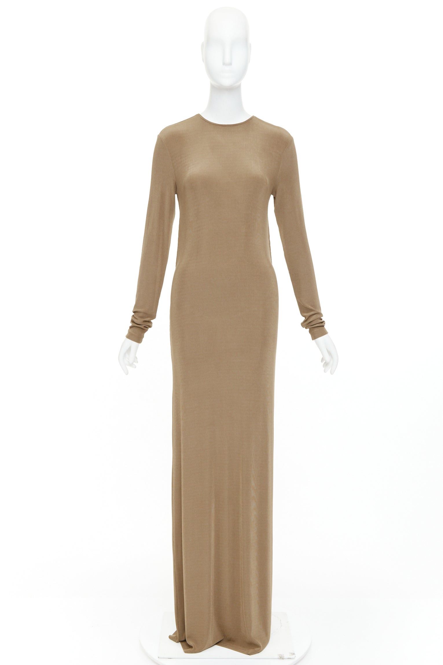 Saint Laurent Paris SAINT LAURENT 2024 beige viscose blend knit knot open back gown dress M Size M / US 6-8 / IT 42-44 - 10 Thumbnail