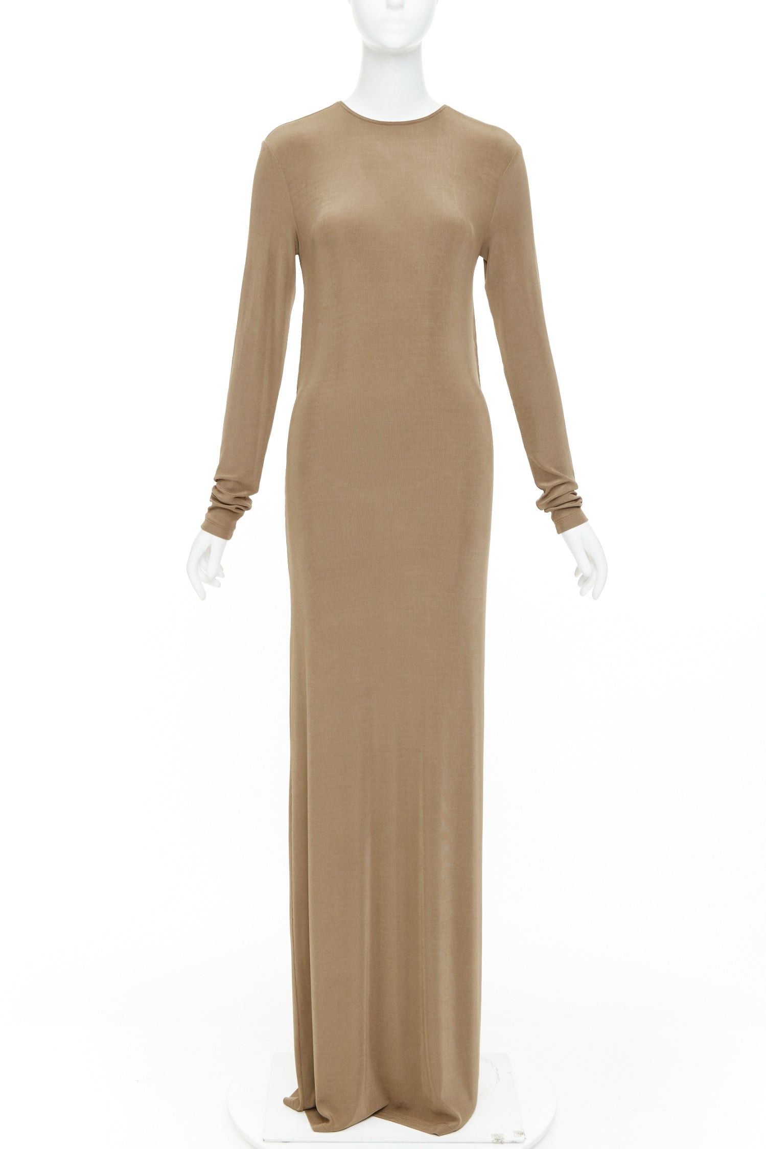 Saint Laurent Paris SAINT LAURENT 2024 beige viscose blend knit knot open back gown dress M Size M / US 6-8 / IT 42-44 - 2 Thumbnail