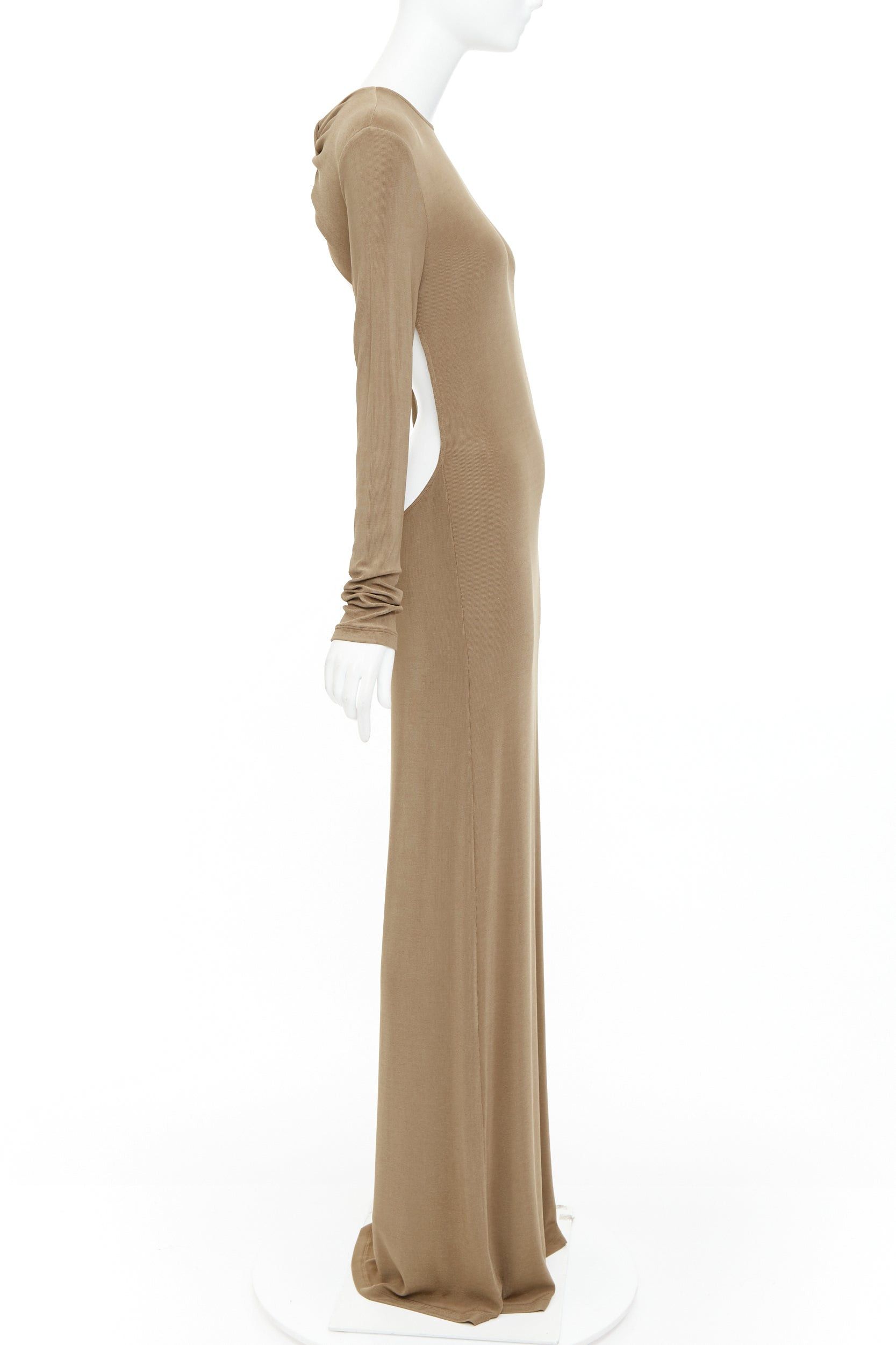 Saint Laurent Paris SAINT LAURENT 2024 beige viscose blend knit knot open back gown dress M Size M / US 6-8 / IT 42-44 - 4 Thumbnail