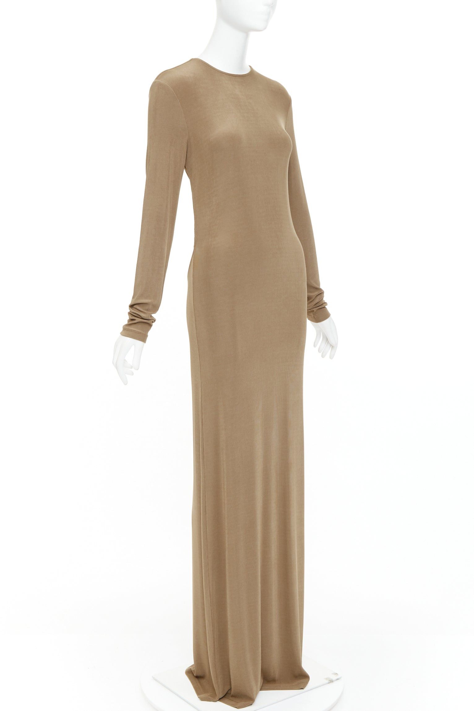 Saint Laurent Paris SAINT LAURENT 2024 beige viscose blend knit knot open back gown dress M Size M / US 6-8 / IT 42-44 - 3 Thumbnail