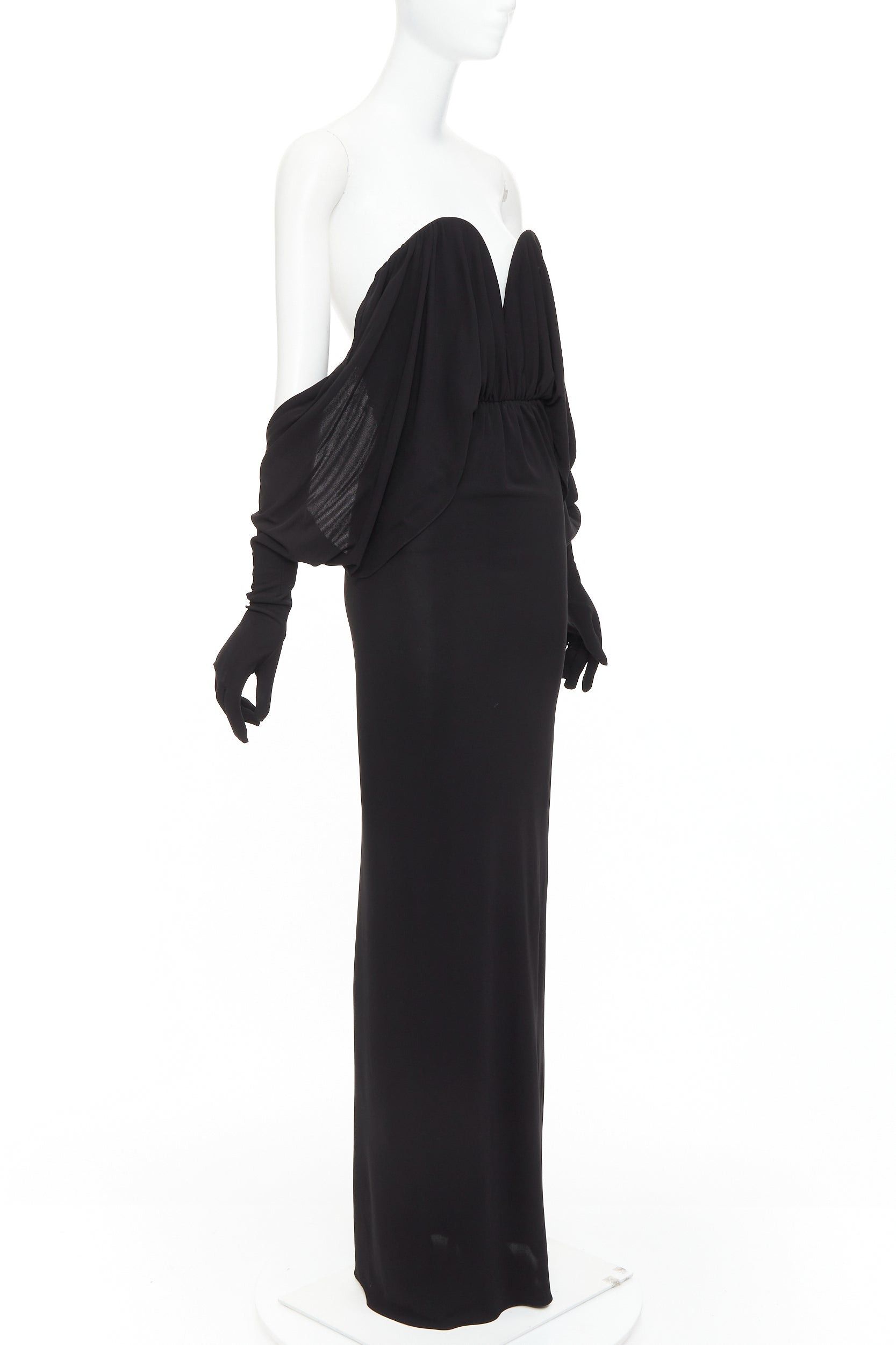Saint Laurent Paris SAINT LAURENT 2023 Runway black sweetheart wired sweetheart gloves gown dress FR36 S Size S / US 4 / IT 40 - 3 Thumbnail