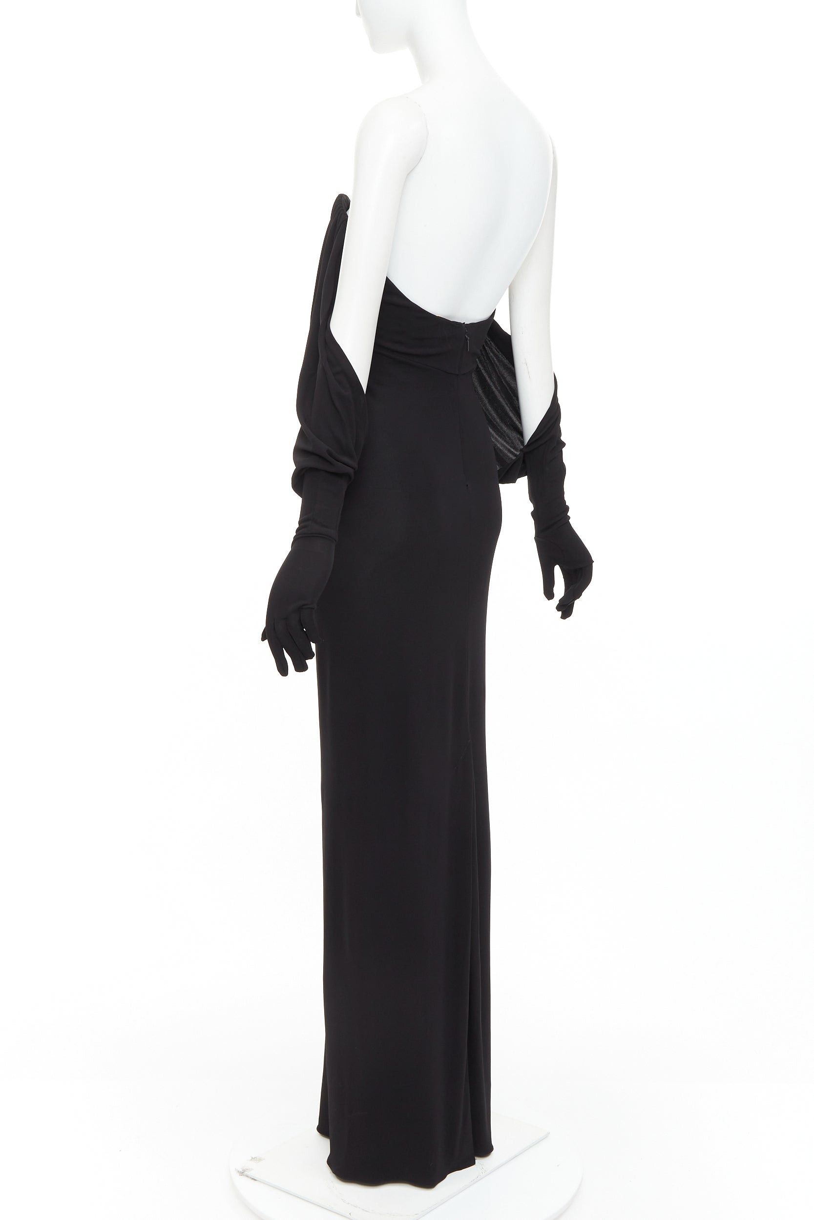 Saint Laurent Paris SAINT LAURENT 2023 Runway black sweetheart wired sweetheart gloves gown dress FR36 S Size S / US 4 / IT 40 - 6 Thumbnail