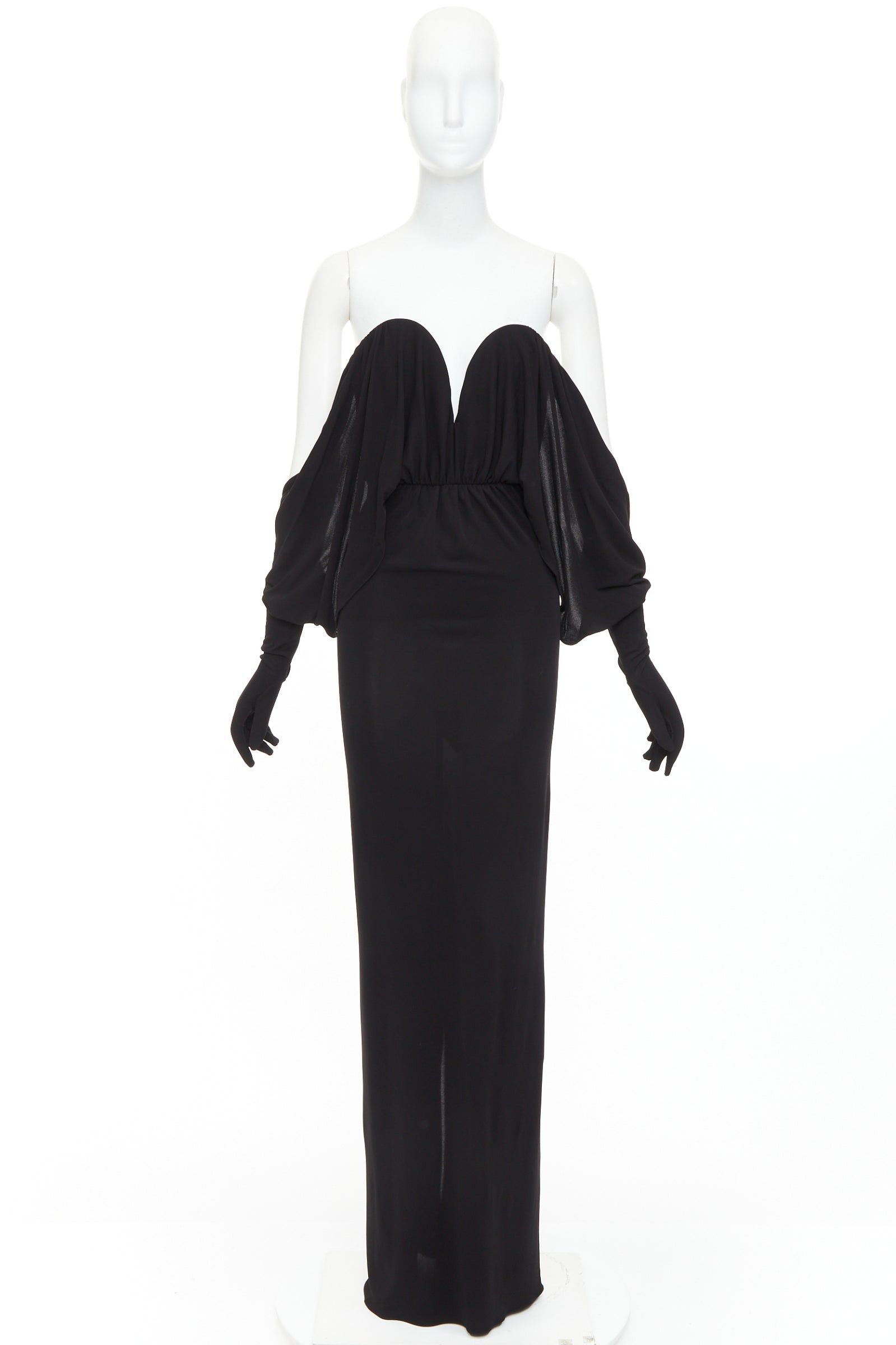 Saint Laurent Paris SAINT LAURENT 2023 Runway black sweetheart wired sweetheart gloves gown dress FR36 S Size S / US 4 / IT 40 - 10 Thumbnail