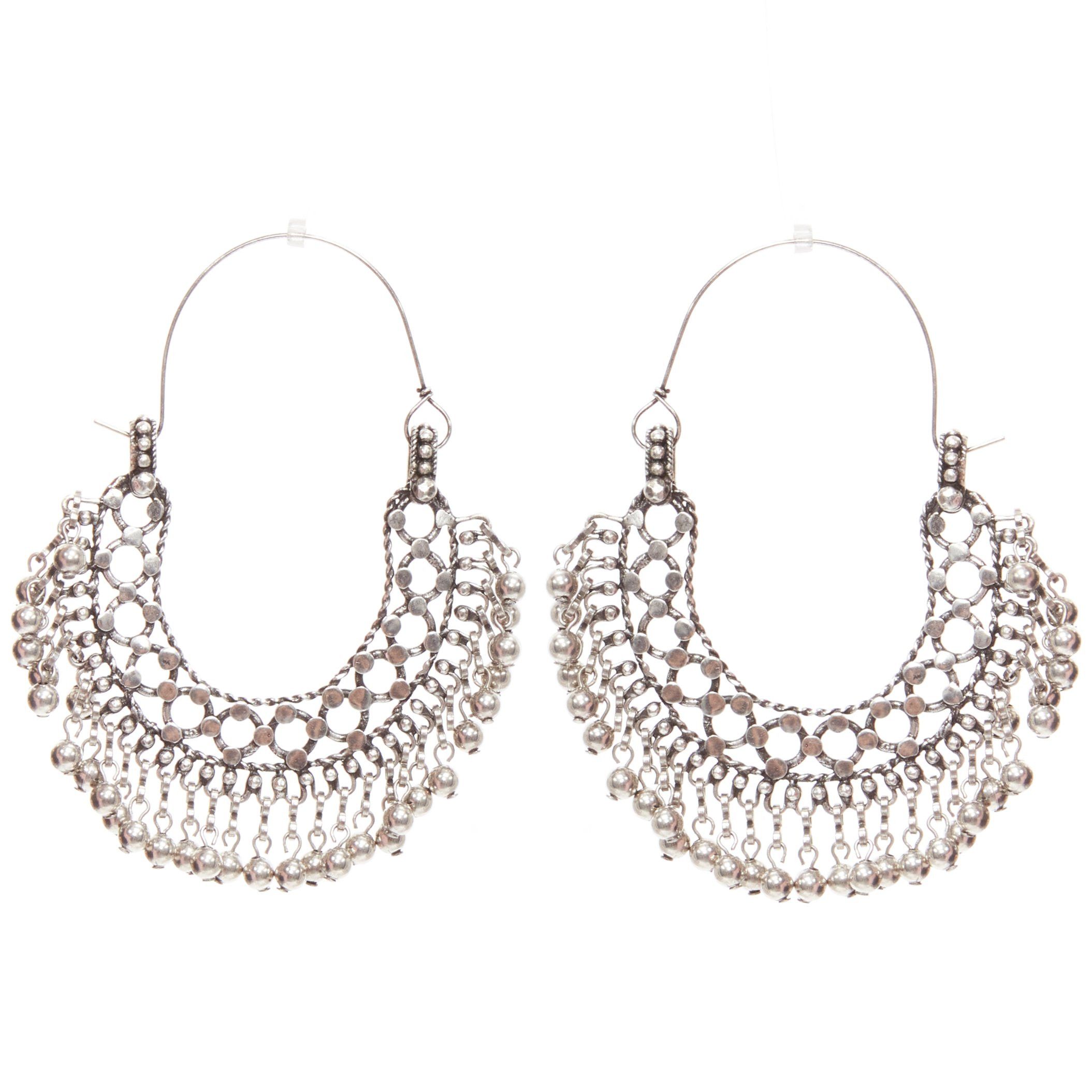 Saint Laurent Paris SAINT LAURENT Hedi Slimane Runway Marrakech Folk ball charm bohemian metal hoop earring Pair Size ONE SIZE - 2 Thumbnail