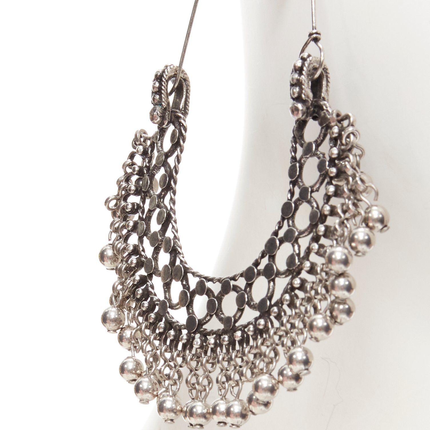 Saint Laurent Paris SAINT LAURENT Hedi Slimane Runway Marrakech Folk ball charm bohemian metal hoop earring Pair Size ONE SIZE - 5 Thumbnail