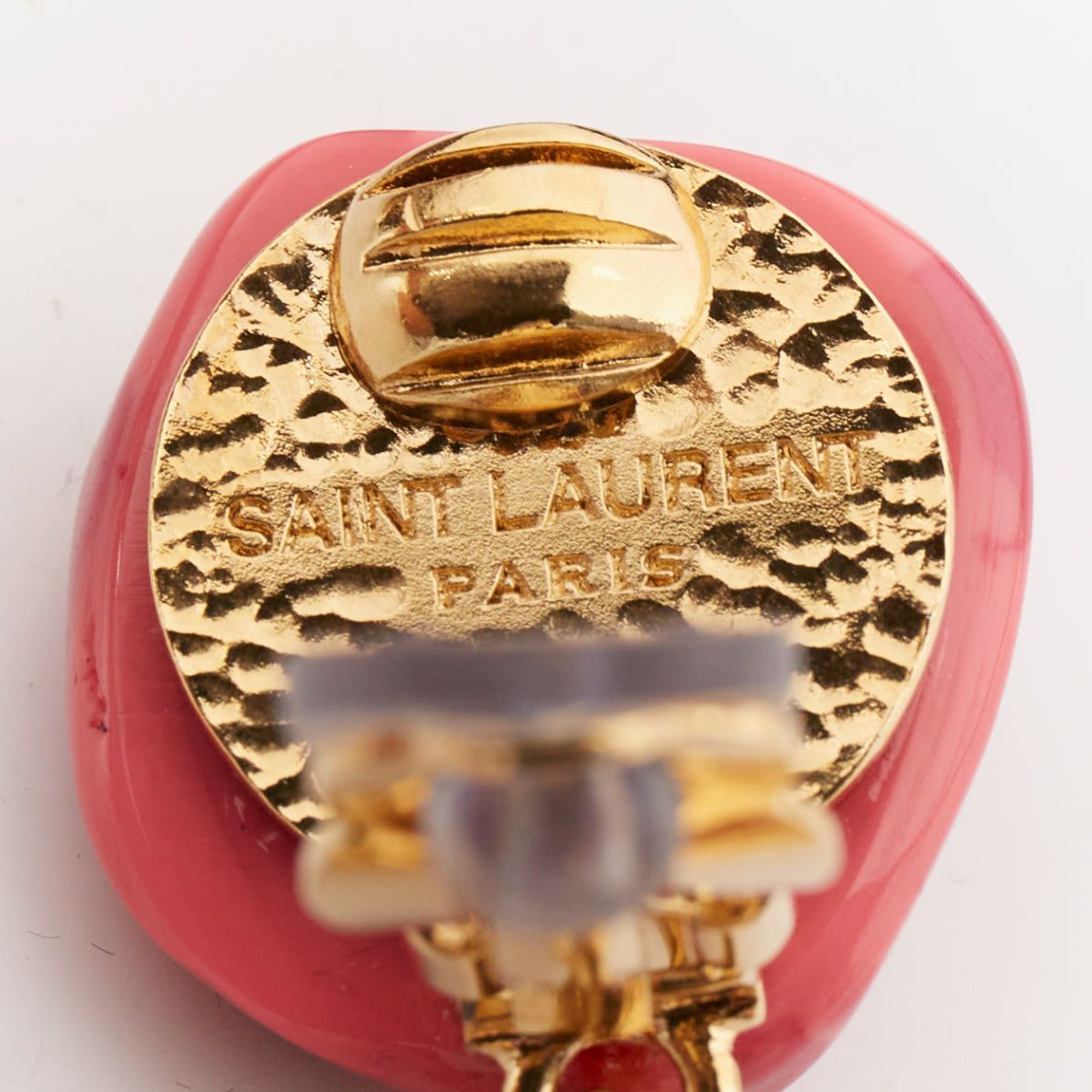 Saint Laurent Paris rare SAINT LAURENT 2022 Retro pink purple glazed resin brass clip earring Pair Size ONE SIZE - 6 Thumbnail