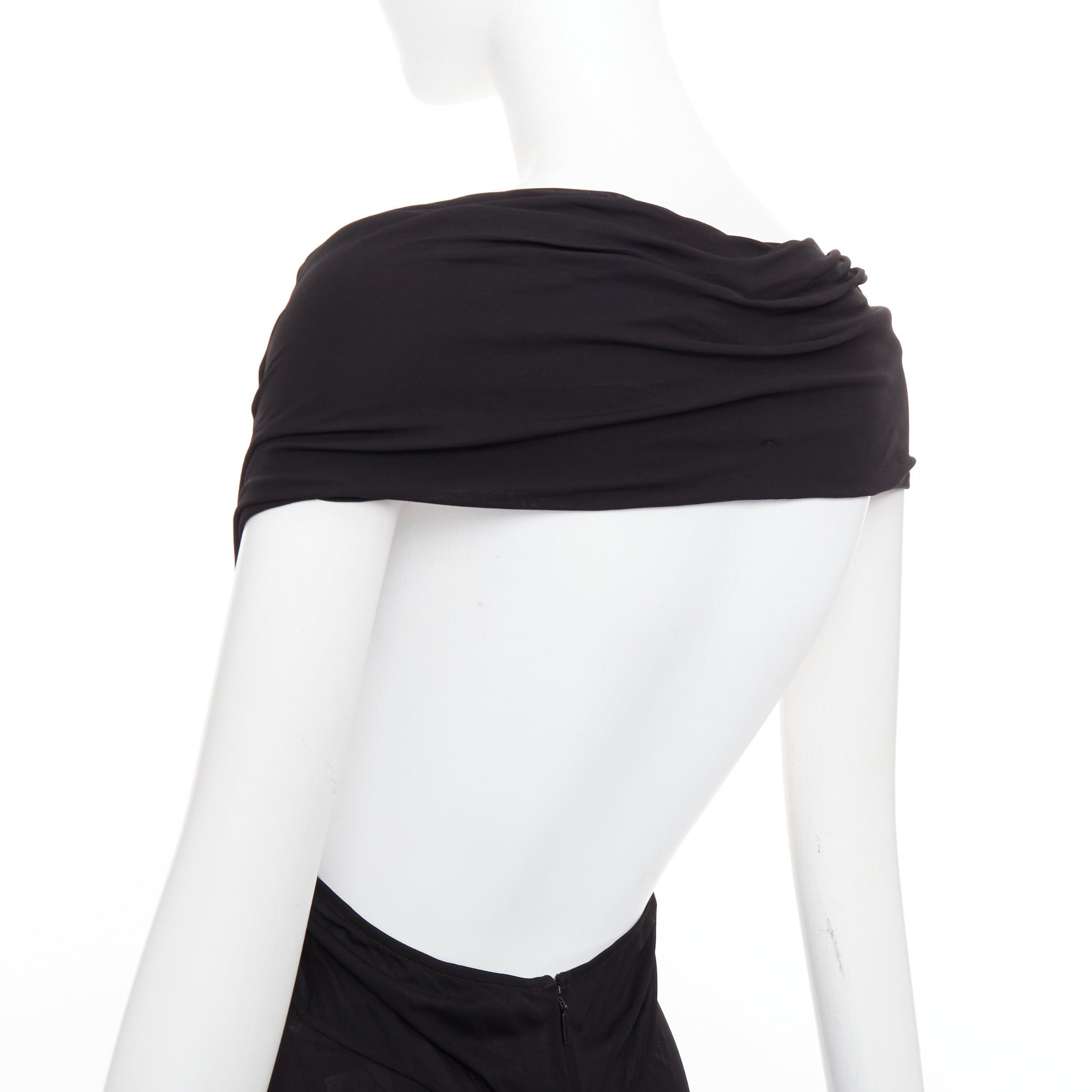 Saint Laurent Paris SAINT LAURENT 2022 black cut out gathered off shoulder open back midi dress FR38 S Size M / US 6-8 / IT 42-44 - 2 Thumbnail