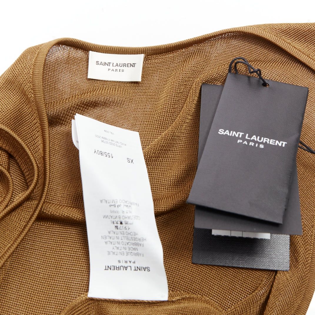 Saint Laurent Paris SAINT LAURENT 2022 brown slinky scoop neck sheer knit maxi dress XS Size XS / US 0-2 / IT 36-38 - 8 Thumbnail
