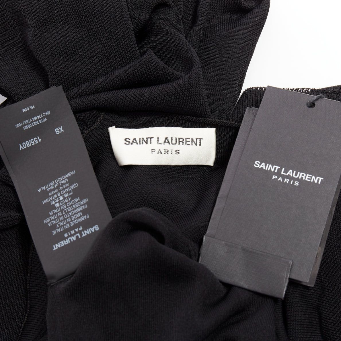 Saint Laurent Paris SAINT LAURENT 2023 black viscose ruched one shoulder semi sheer dress XS Size XS / US 0-2 / IT 36-38 - 9 Thumbnail
