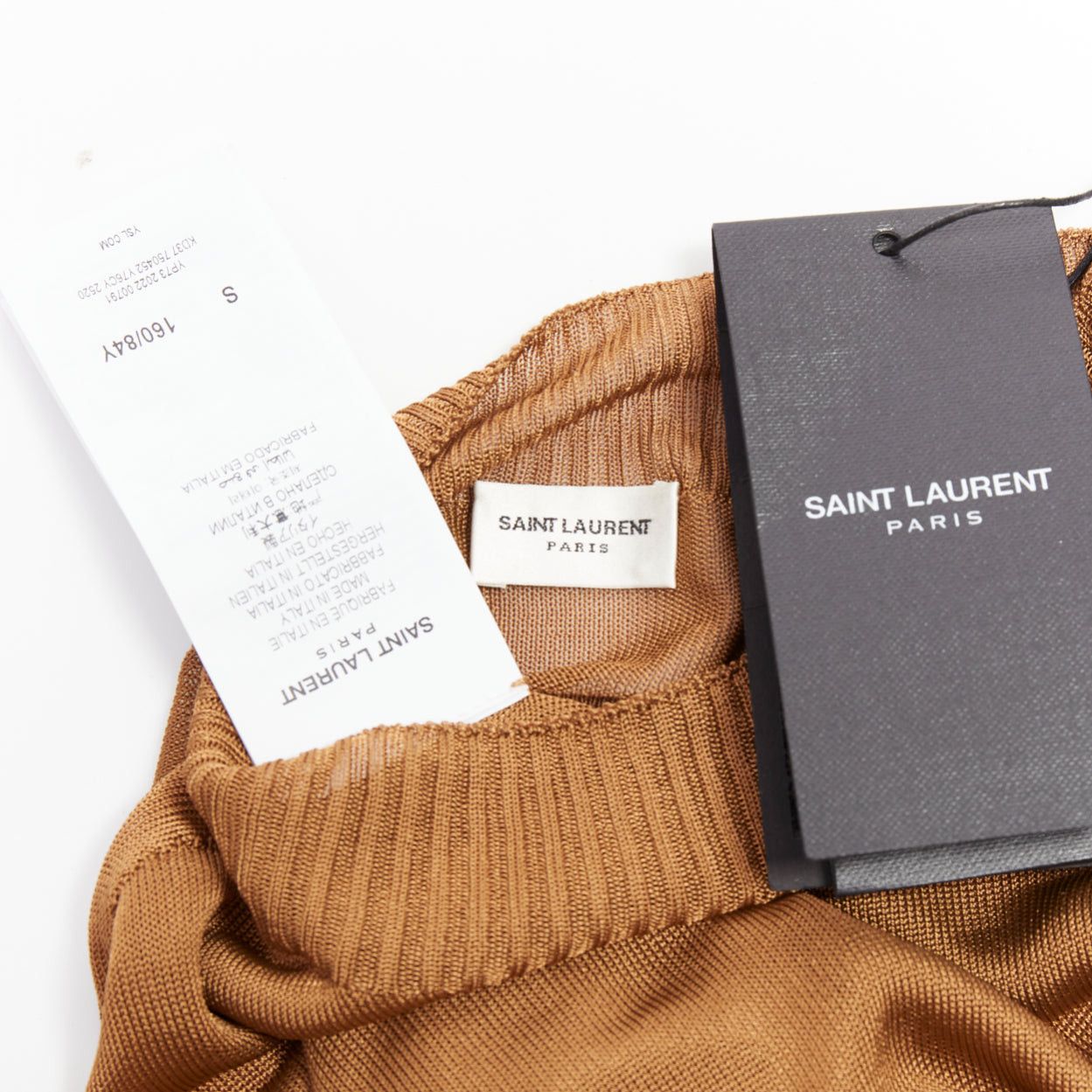 Saint Laurent Paris SAINT LAURENT Anthony Vaccarello 2022 warm brown crew neck semi sheer maxi dress S Size S / US 4 / IT 40 - 8 Thumbnail