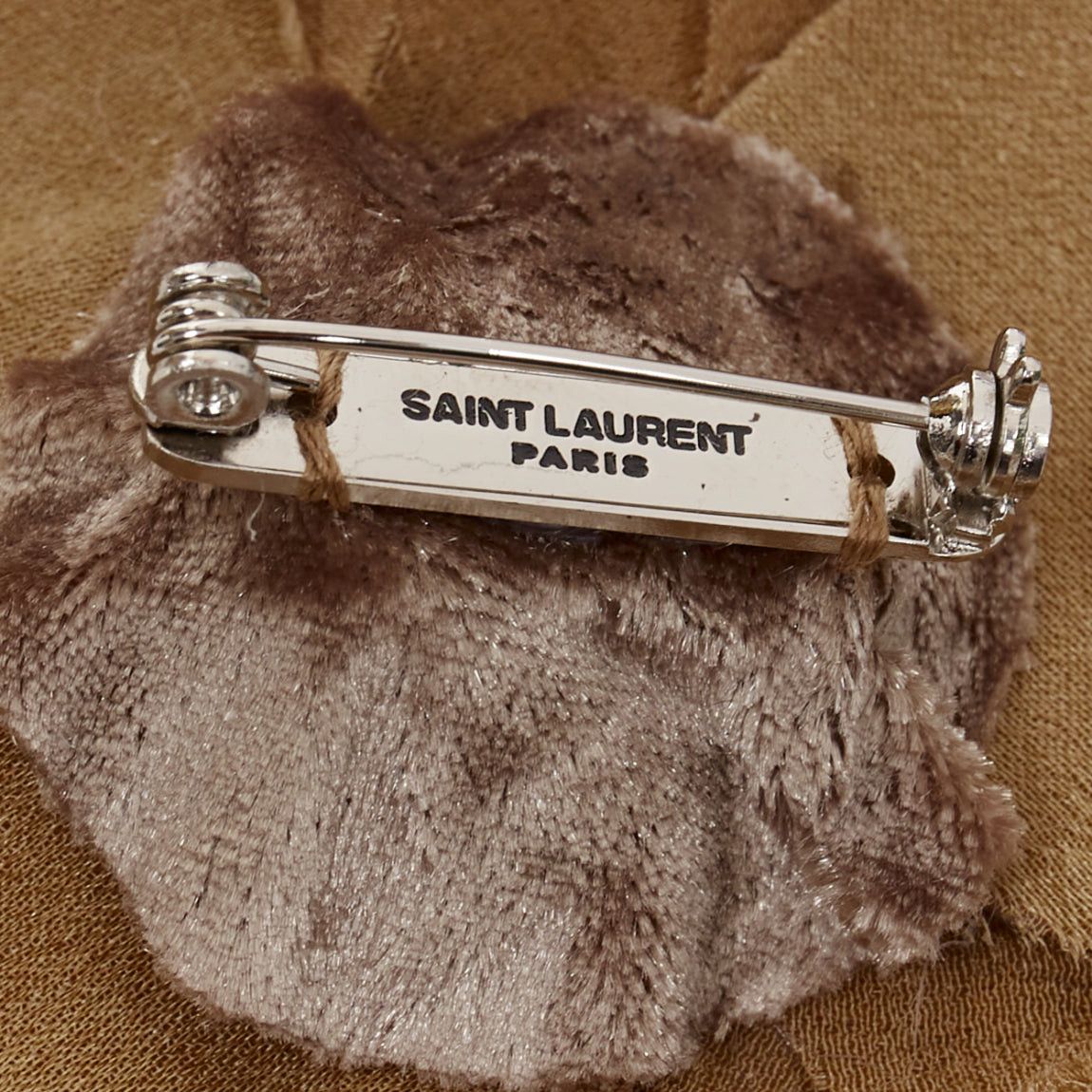 Saint Laurent Paris rare SAINT LAURENT 2022 Extra Large Wild Rose flower gold crushed velvet silk pin brooch Size ONE SIZE - 5 Thumbnail