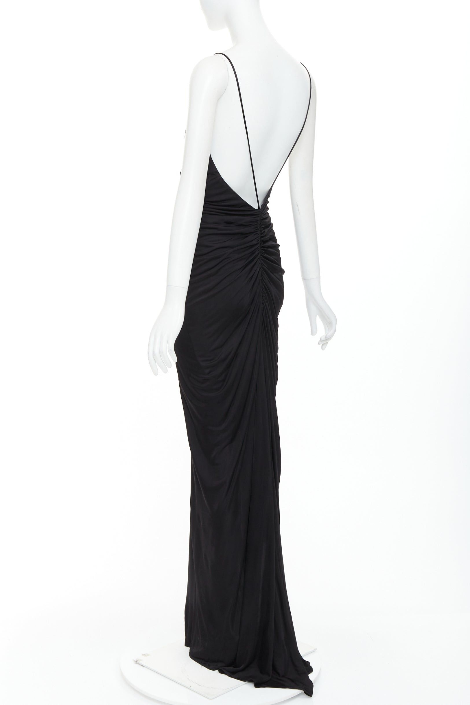 Saint Laurent Paris rare SAINT LAURENT 2022 Runway purple Wild Rose applique ruched plunge dress gown XS Size S / US 4 / IT 40 - 6 Thumbnail
