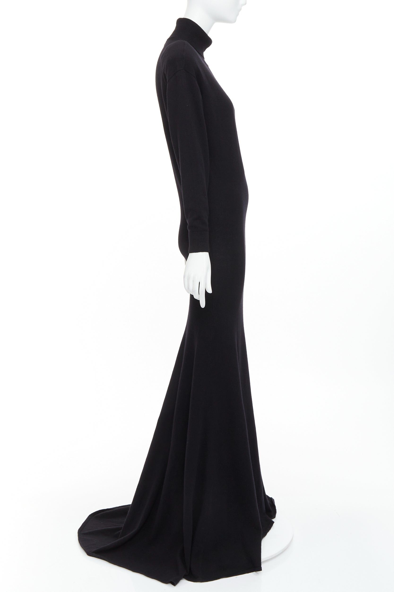 Saint Laurent Paris SAINT LAURENT 2022 Runway 100% cashmere knit turtleneck Power padded shoulder maxi dress gown XS Size S / US 4 / IT 40 - 3 Thumbnail