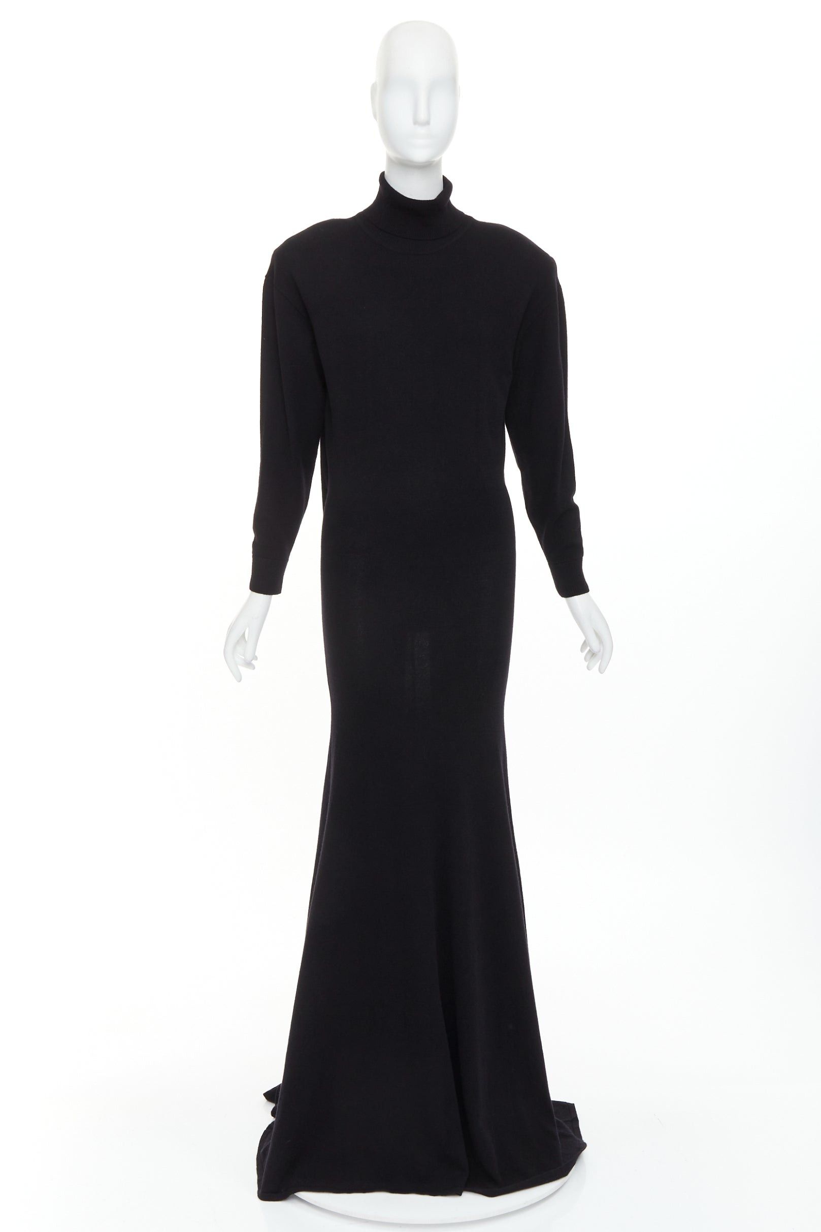 Saint Laurent Paris SAINT LAURENT 2022 Runway 100% cashmere knit turtleneck Power padded shoulder maxi dress gown XS Size S / US 4 / IT 40 - 12 Thumbnail