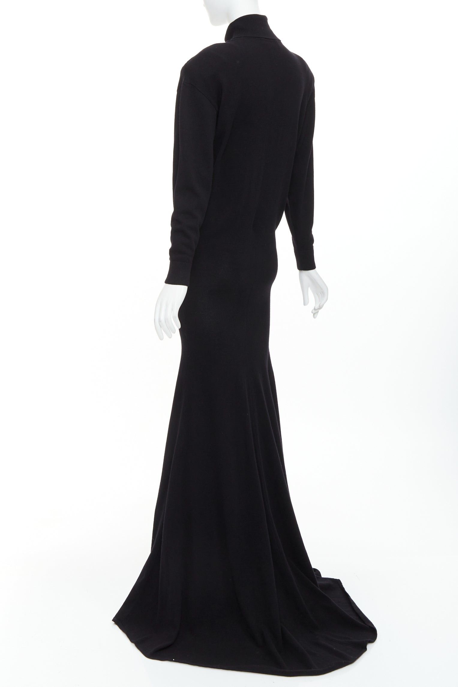 Saint Laurent Paris SAINT LAURENT 2022 Runway 100% cashmere knit turtleneck Power padded shoulder maxi dress gown XS Size S / US 4 / IT 40 - 5 Thumbnail