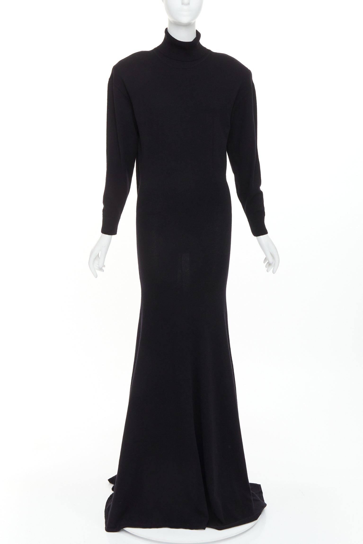 Saint Laurent Paris SAINT LAURENT 2022 Runway 100% cashmere knit turtleneck Power padded shoulder maxi dress gown XS Size S / US 4 / IT 40 - 2 Thumbnail