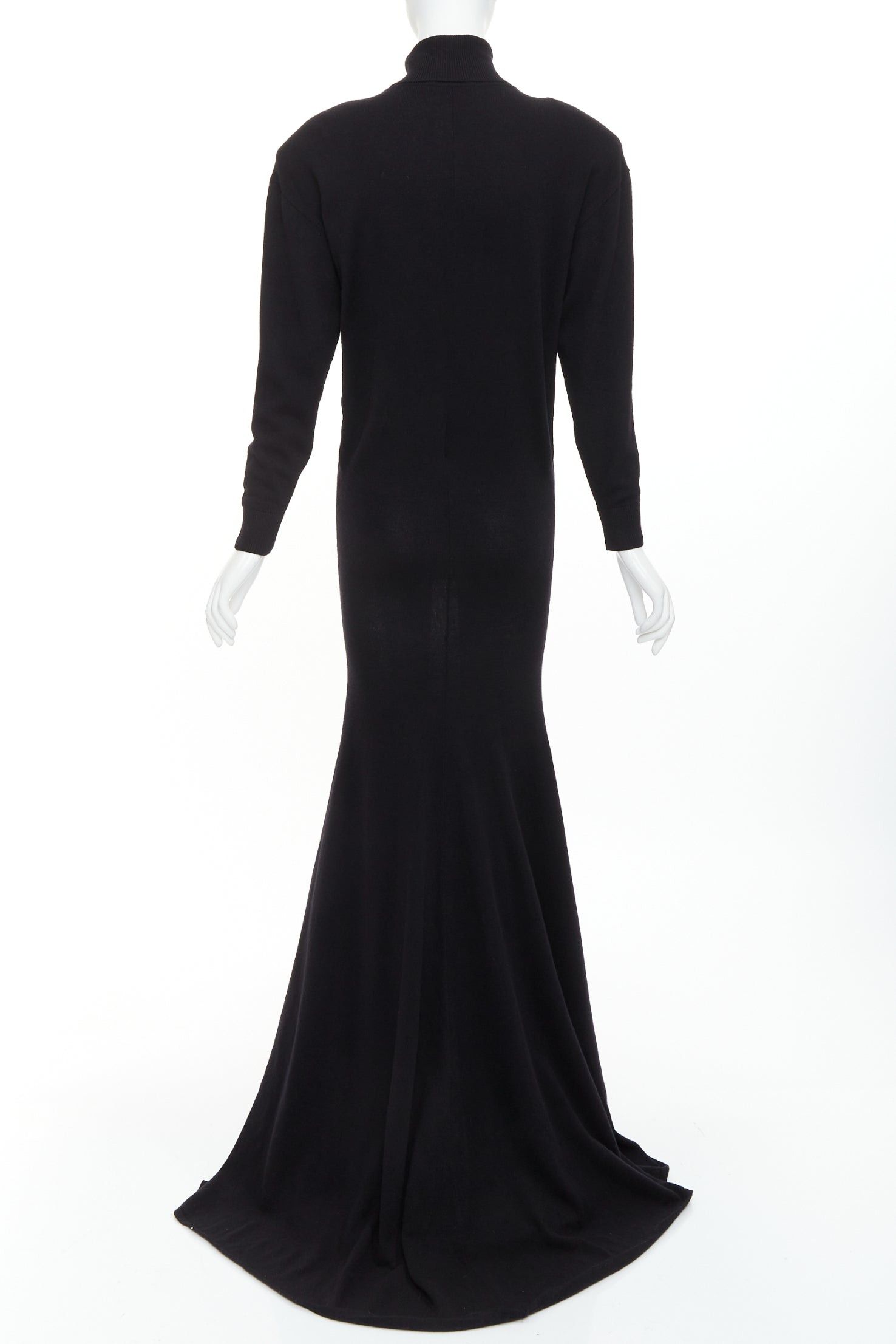 Saint Laurent Paris SAINT LAURENT 2022 Runway 100% cashmere knit turtleneck Power padded shoulder maxi dress gown XS Size S / US 4 / IT 40 - 4 Thumbnail