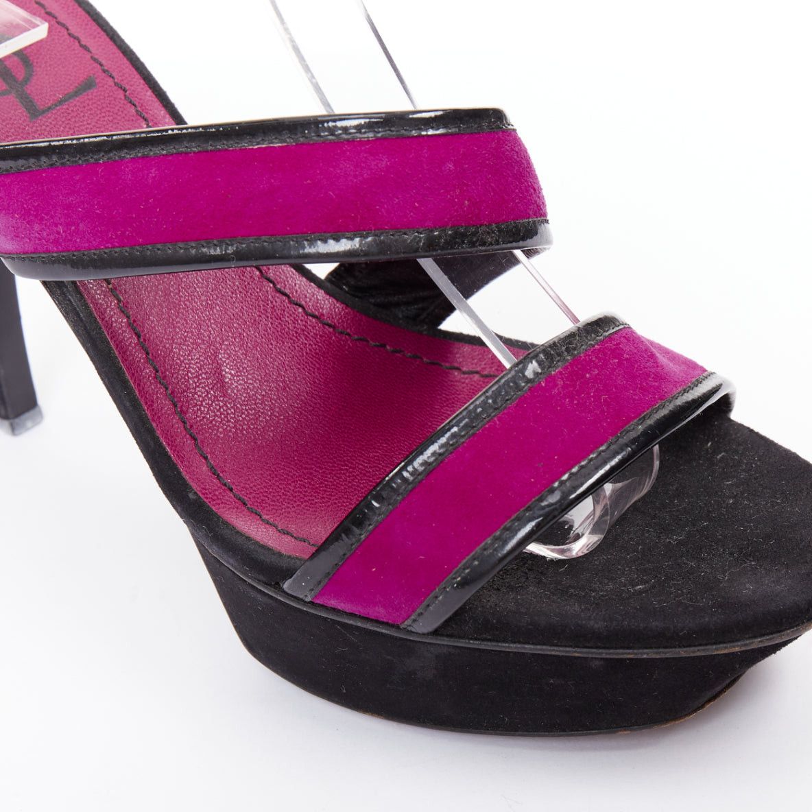 Saint Laurent Paris YVES SAINT LAURENT Vintage purple suede black platform slip on mules sandals EU40 Size US 10 / IT 40 - 7 Thumbnail