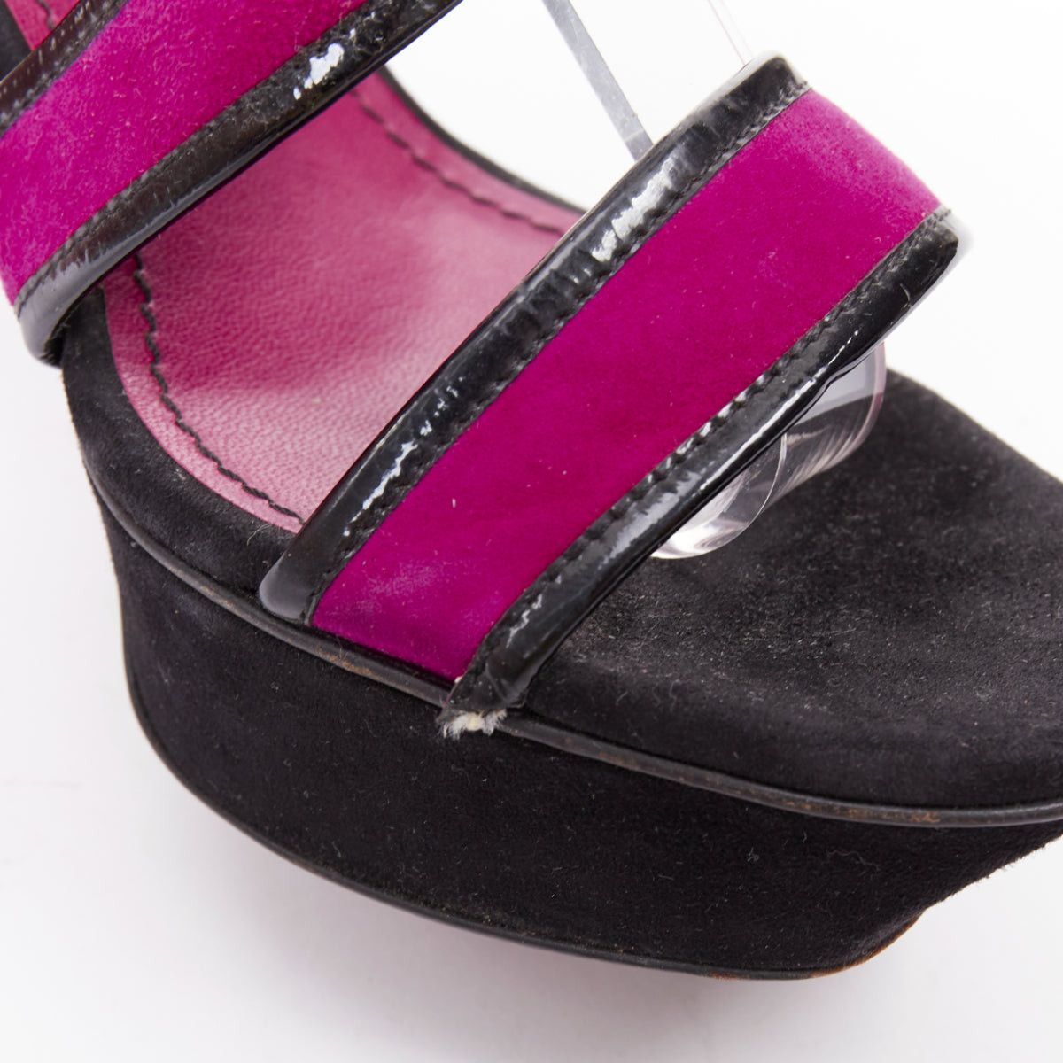 Saint Laurent Paris YVES SAINT LAURENT Vintage purple suede black platform slip on mules sandals EU40 Size US 10 / IT 40 - 8 Thumbnail