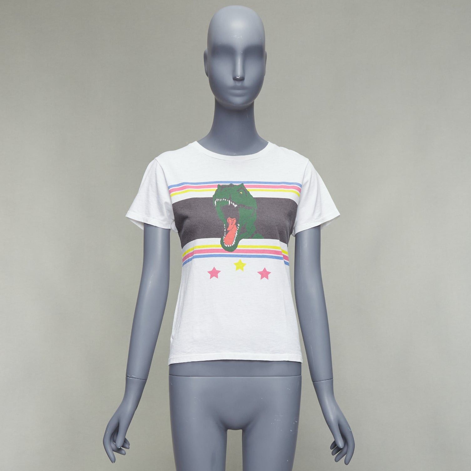 Saint Laurent Paris SAINT LAURENT 2016 T Rex Dino vintage washed print white tshirt XS Size S / US 4 / IT 40 - 9 Thumbnail