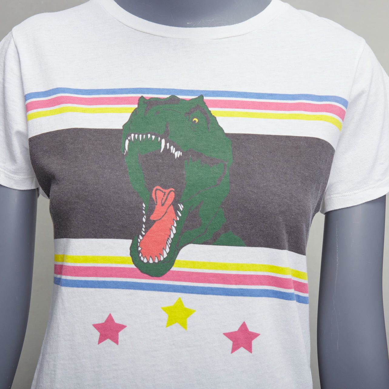 Saint Laurent Paris SAINT LAURENT 2016 T Rex Dino vintage washed print white tshirt XS Size S / US 4 / IT 40 - 2 Thumbnail