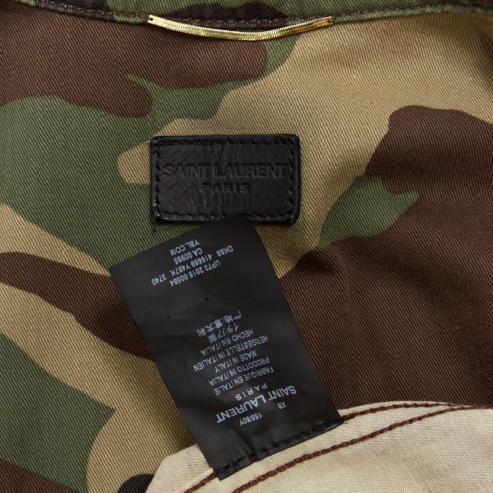 Saint Laurent Paris SAINT LAURENT 2015 green khaki camo print cotton studded army jacket XS Size S / US 4 / IT 40 - 8 Thumbnail