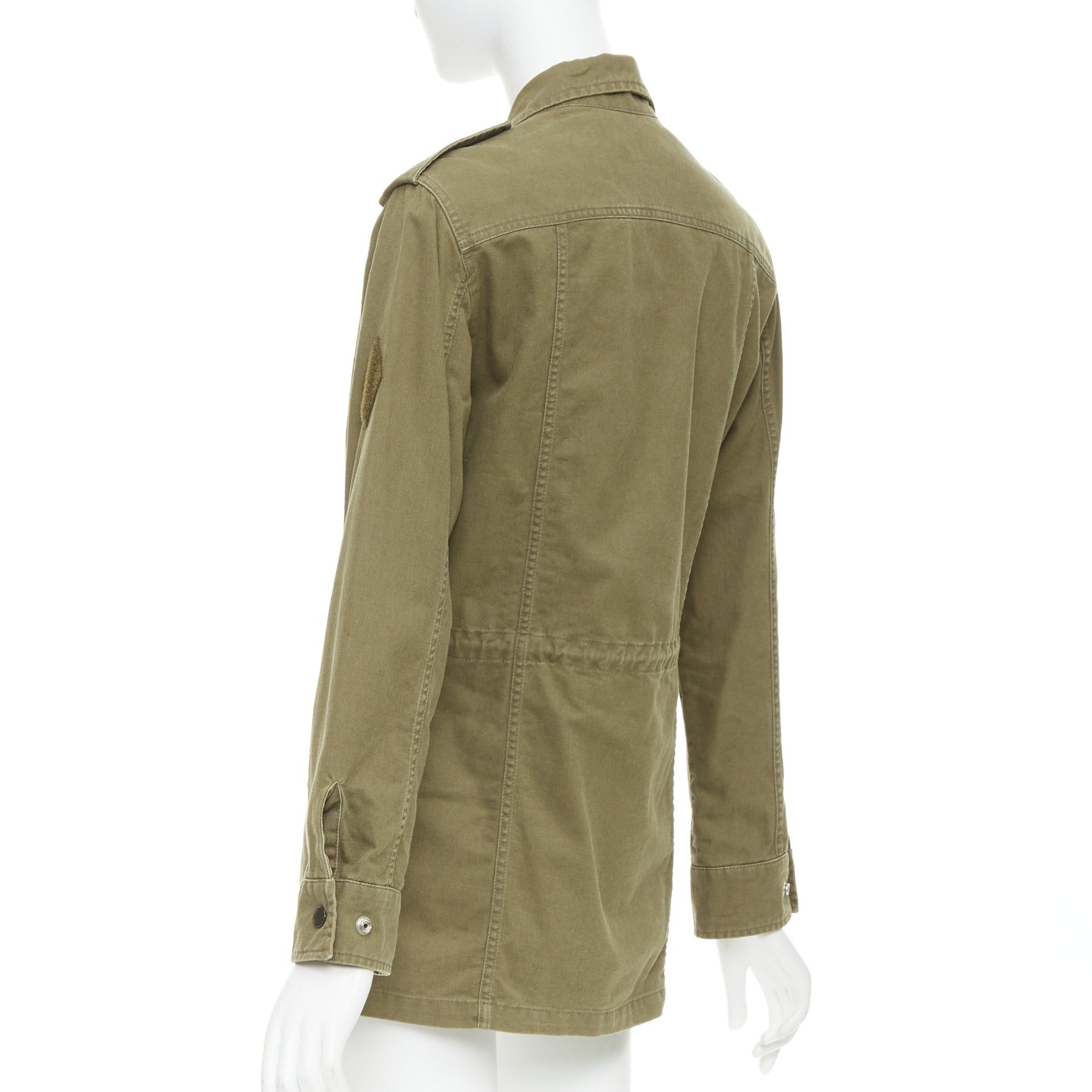 Saint Laurent Paris SAINT LAURENT 2015 army green cotton linen pocketed military jacket FR34 S Size XS / US 0-2 / IT 36-38 - 6 Thumbnail