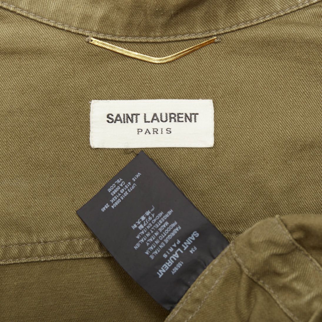 Saint Laurent Paris SAINT LAURENT 2015 army green cotton linen pocketed military jacket FR34 S Size XS / US 0-2 / IT 36-38 - 8 Thumbnail
