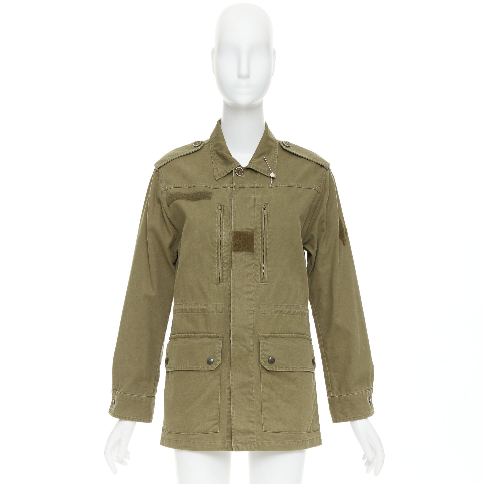 Saint Laurent Paris SAINT LAURENT 2015 army green cotton linen pocketed military jacket FR34 S Size XS / US 0-2 / IT 36-38 - 9 Thumbnail