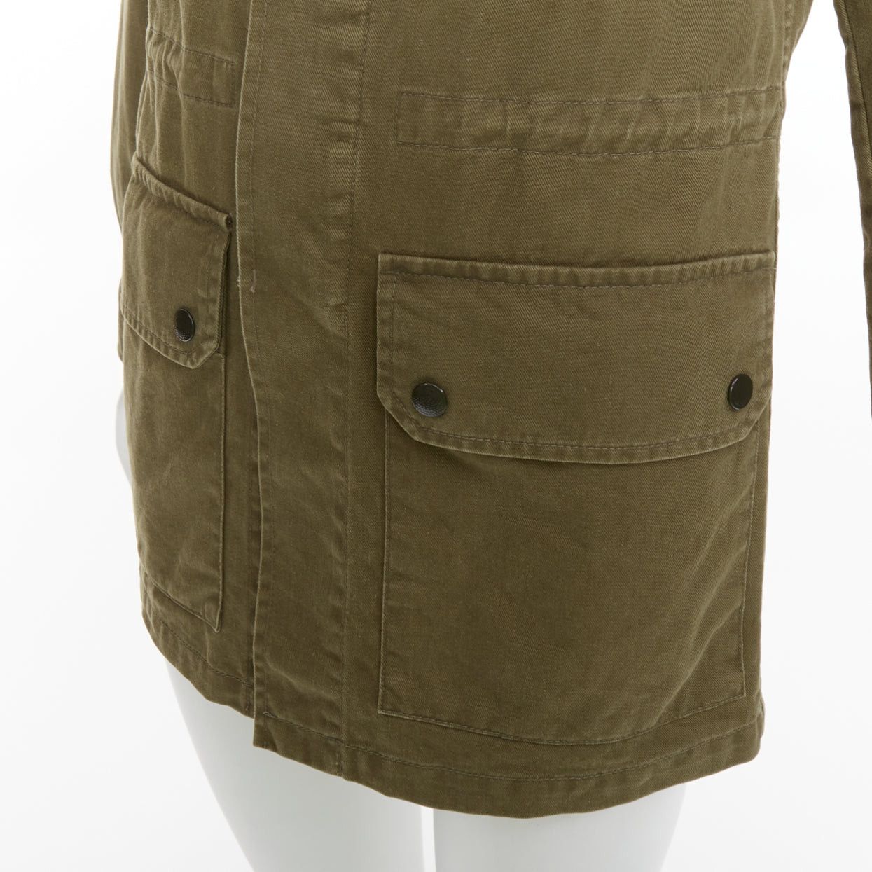 Saint Laurent Paris SAINT LAURENT 2015 army green cotton linen pocketed military jacket FR34 S Size XS / US 0-2 / IT 36-38 - 7 Thumbnail