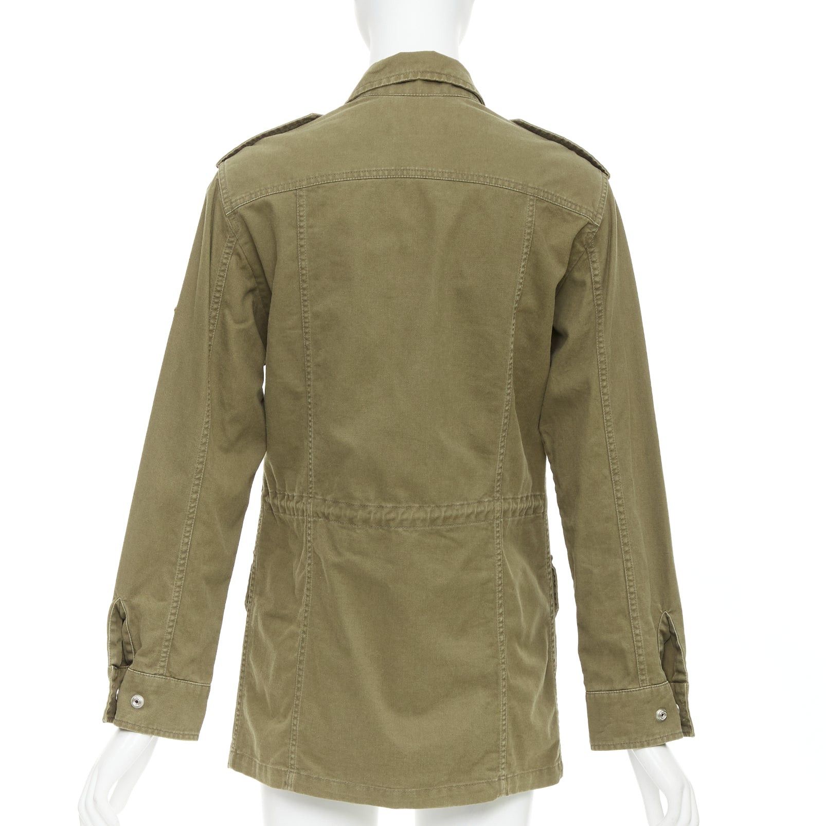 Saint Laurent Paris SAINT LAURENT 2015 army green cotton linen pocketed military jacket FR34 S Size XS / US 0-2 / IT 36-38 - 5 Thumbnail
