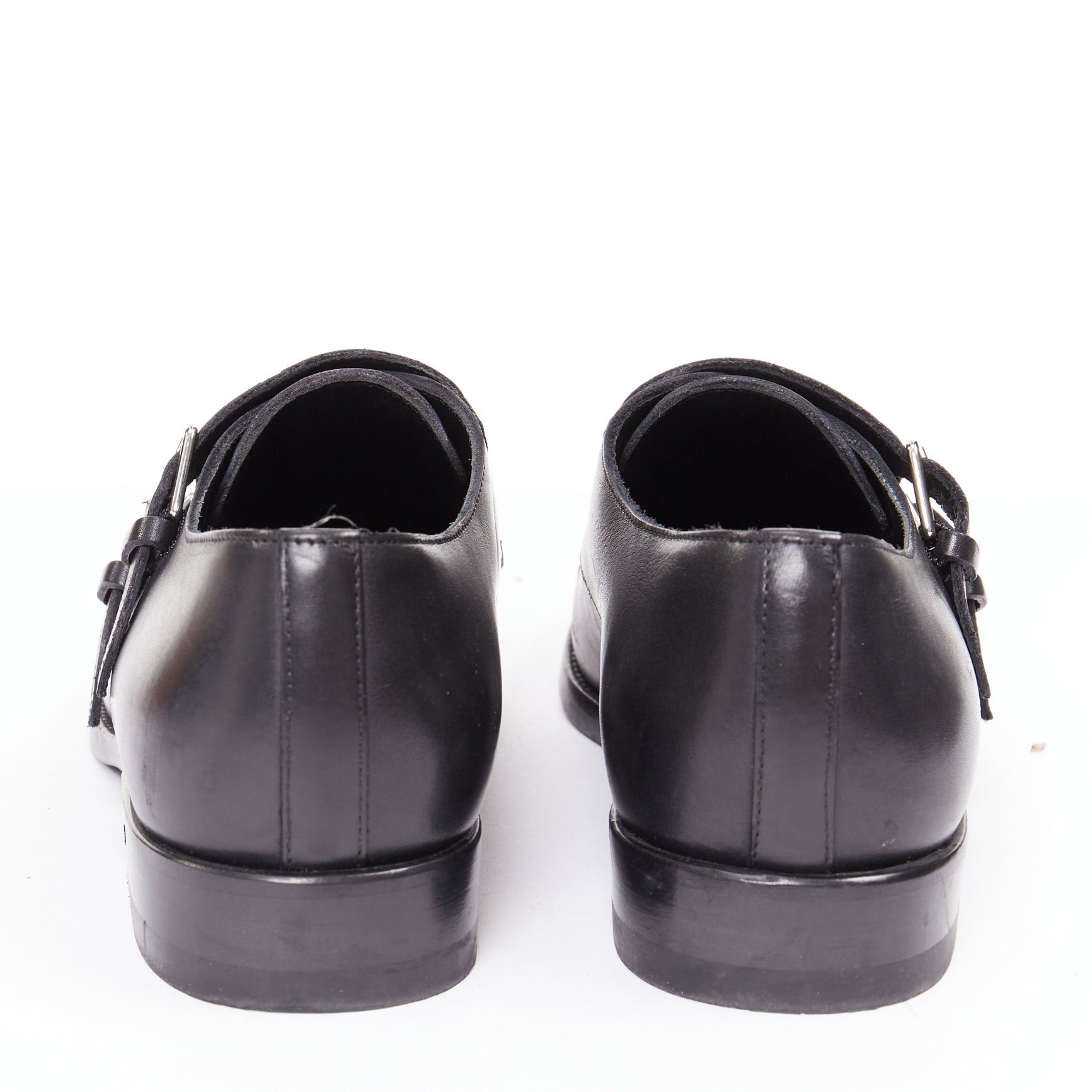 Saint Laurent Paris SAINT LAURENT black leather silver buckle double monk strap oxford shoes EU35.5 Size US 5.5 / IT 35.5 - 5 Thumbnail