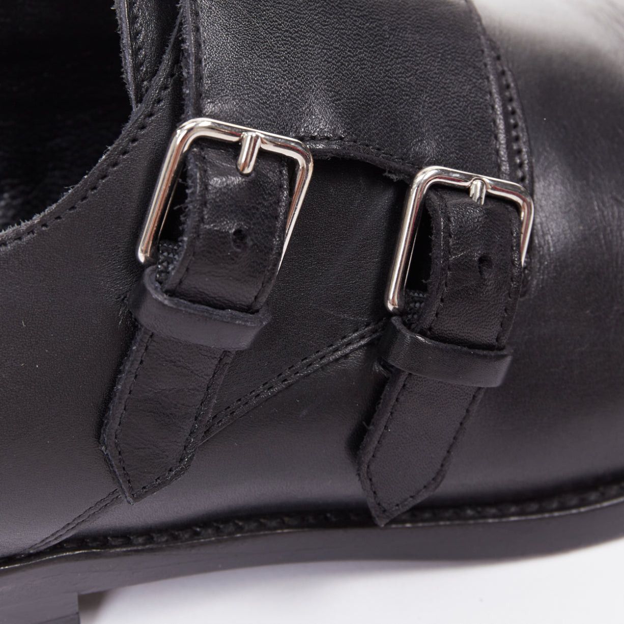 Saint Laurent Paris SAINT LAURENT black leather silver buckle double monk strap oxford shoes EU35.5 Size US 5.5 / IT 35.5 - 7 Thumbnail