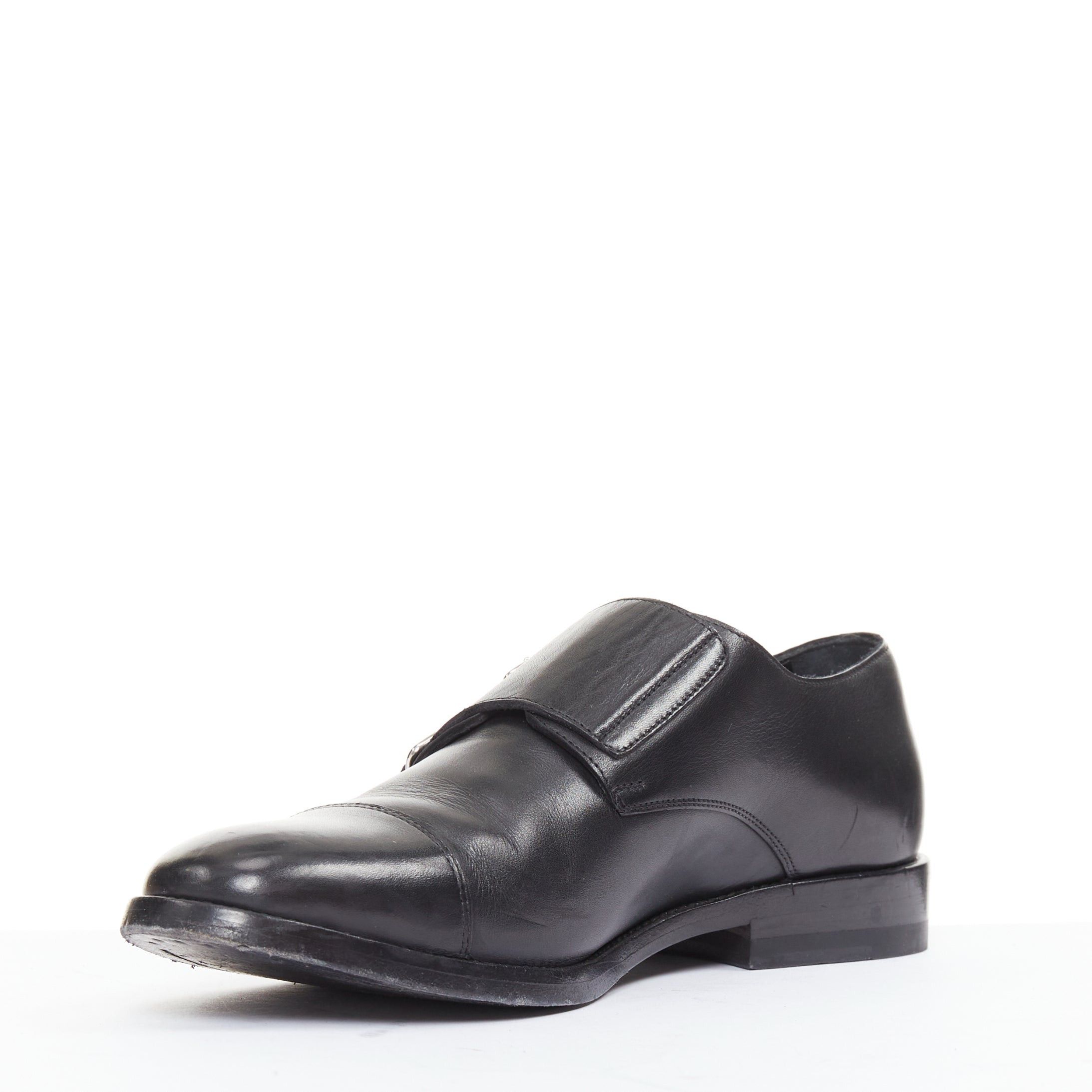 Saint Laurent Paris SAINT LAURENT black leather silver buckle double monk strap oxford shoes EU35.5 Size US 5.5 / IT 35.5 - 4 Thumbnail