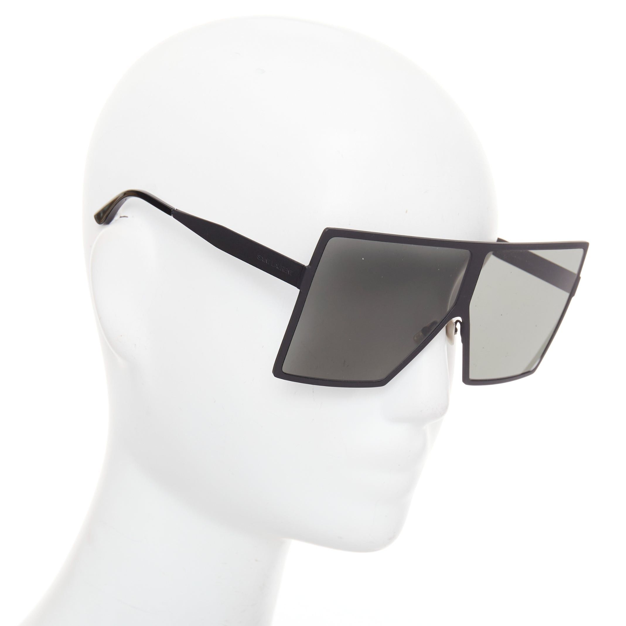 Saint Laurent Paris SAINT LAURENT SL182 Betty black matte surface rectangular shield sunglasses Size ONE SIZE - 2 Thumbnail