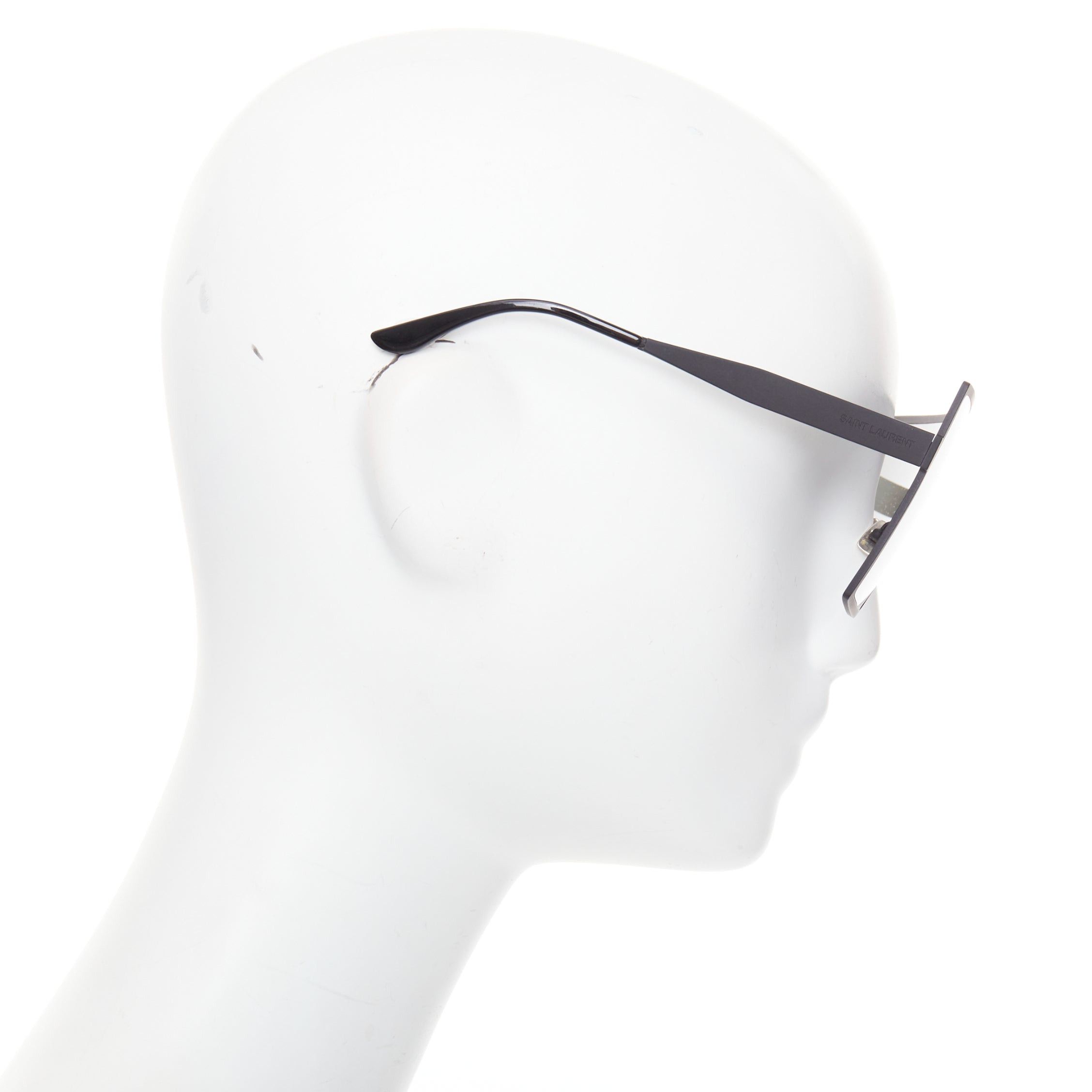 Saint Laurent Paris SAINT LAURENT SL182 Betty black matte surface rectangular shield sunglasses Size ONE SIZE - 3 Thumbnail