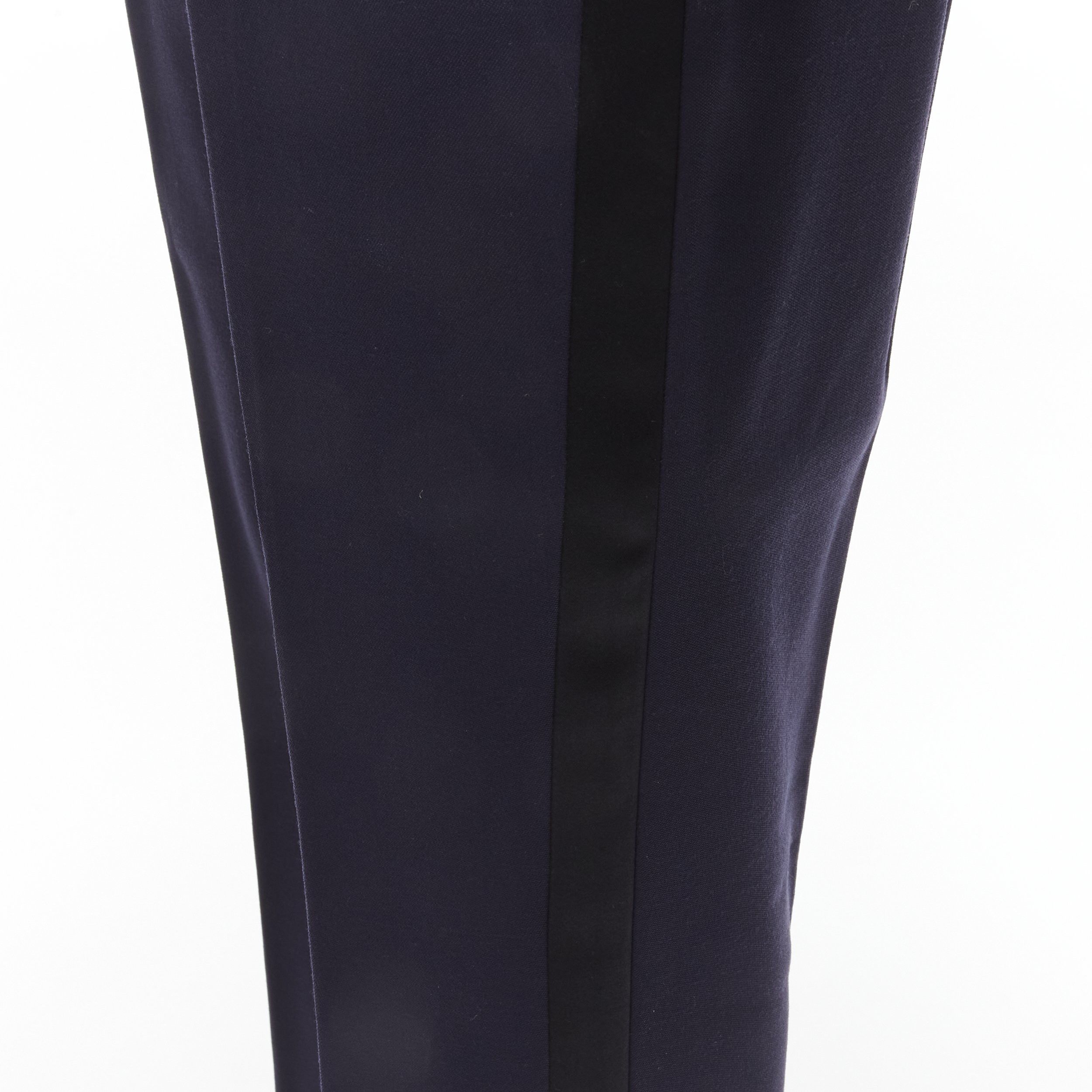 Saint Laurent Paris SAINT LAURENT virgin wool navy classic satin shawl collar tux blazer suit EU50 L Size 50R - 11 Thumbnail