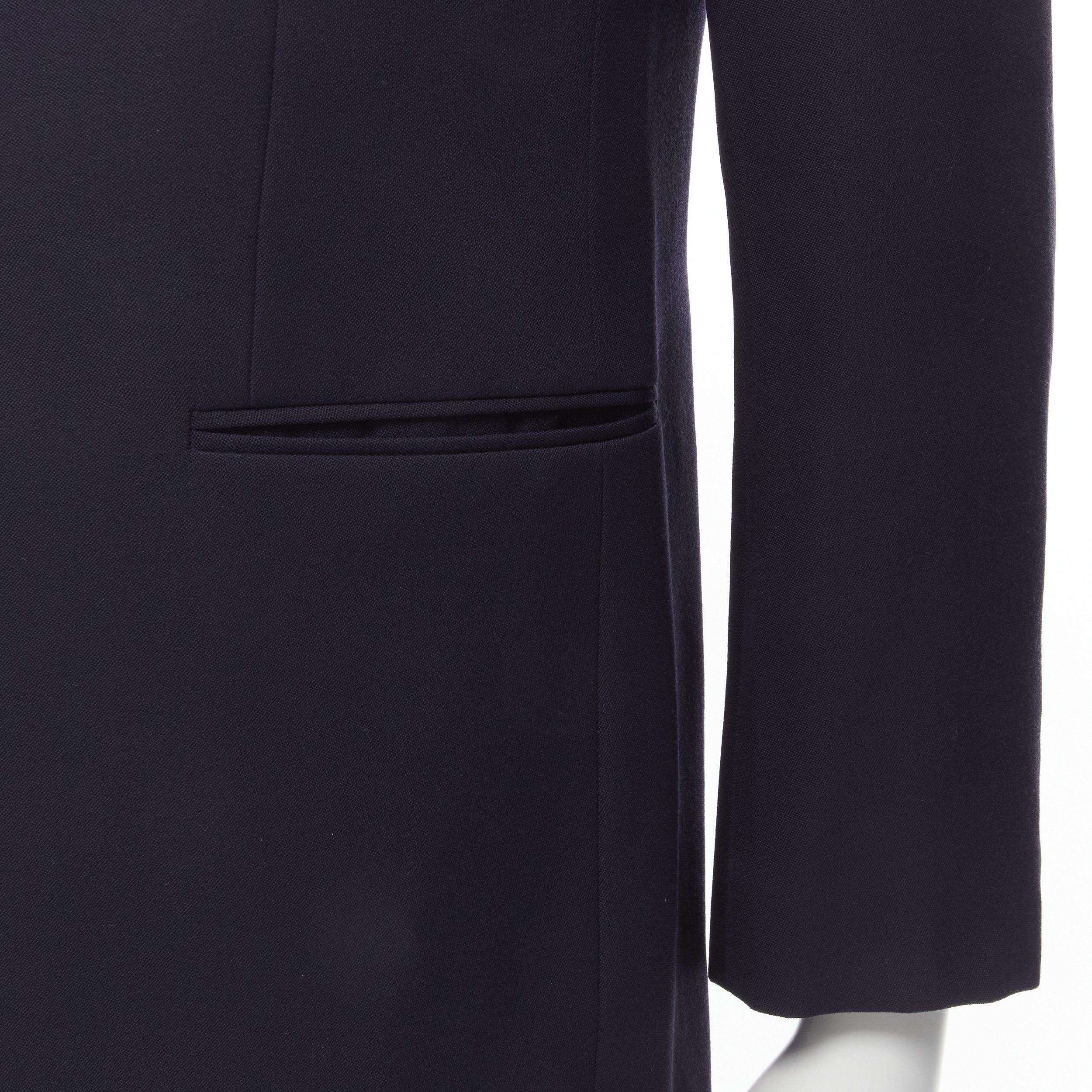 Saint Laurent Paris SAINT LAURENT virgin wool navy classic satin shawl collar tux blazer suit EU50 L Size 50R - 12 Thumbnail