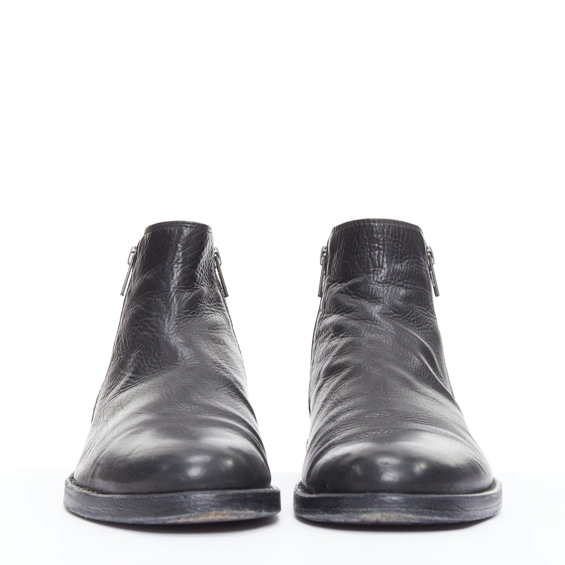 Ann Demeulemeester ANN DEMEULEMEESTER black leather double zip flat ankle boots EU40.5 Size US 7.5 / EU 40-41 - 3 Thumbnail