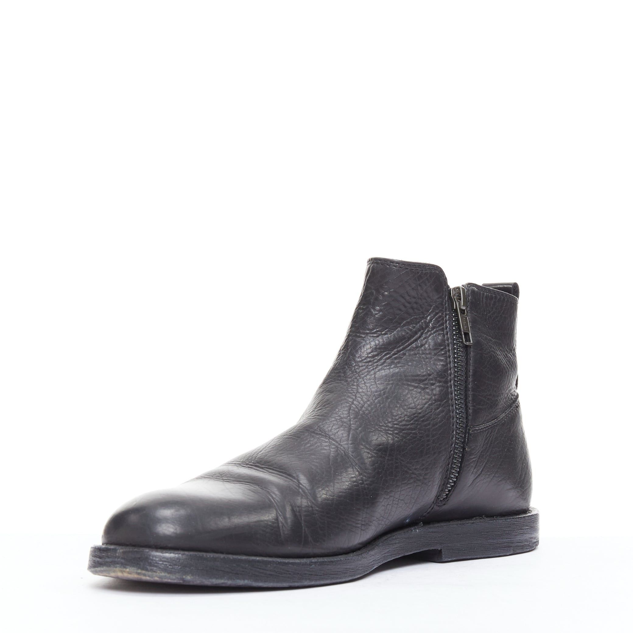 Ann Demeulemeester ANN DEMEULEMEESTER black leather double zip flat ankle boots EU40.5 Size US 7.5 / EU 40-41 - 4 Thumbnail