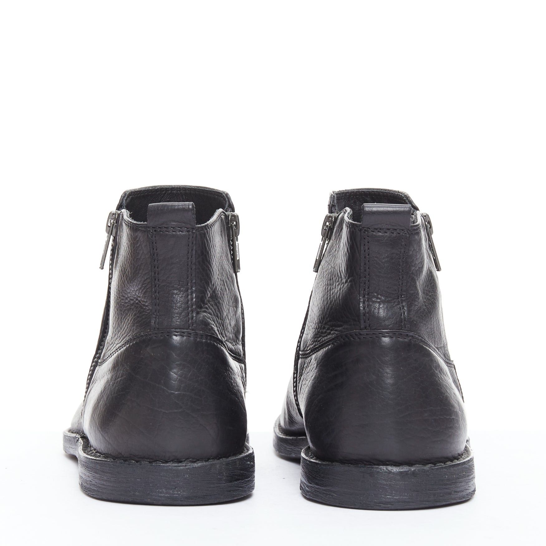 Ann Demeulemeester ANN DEMEULEMEESTER black leather double zip flat ankle boots EU40.5 Size US 7.5 / EU 40-41 - 5 Thumbnail