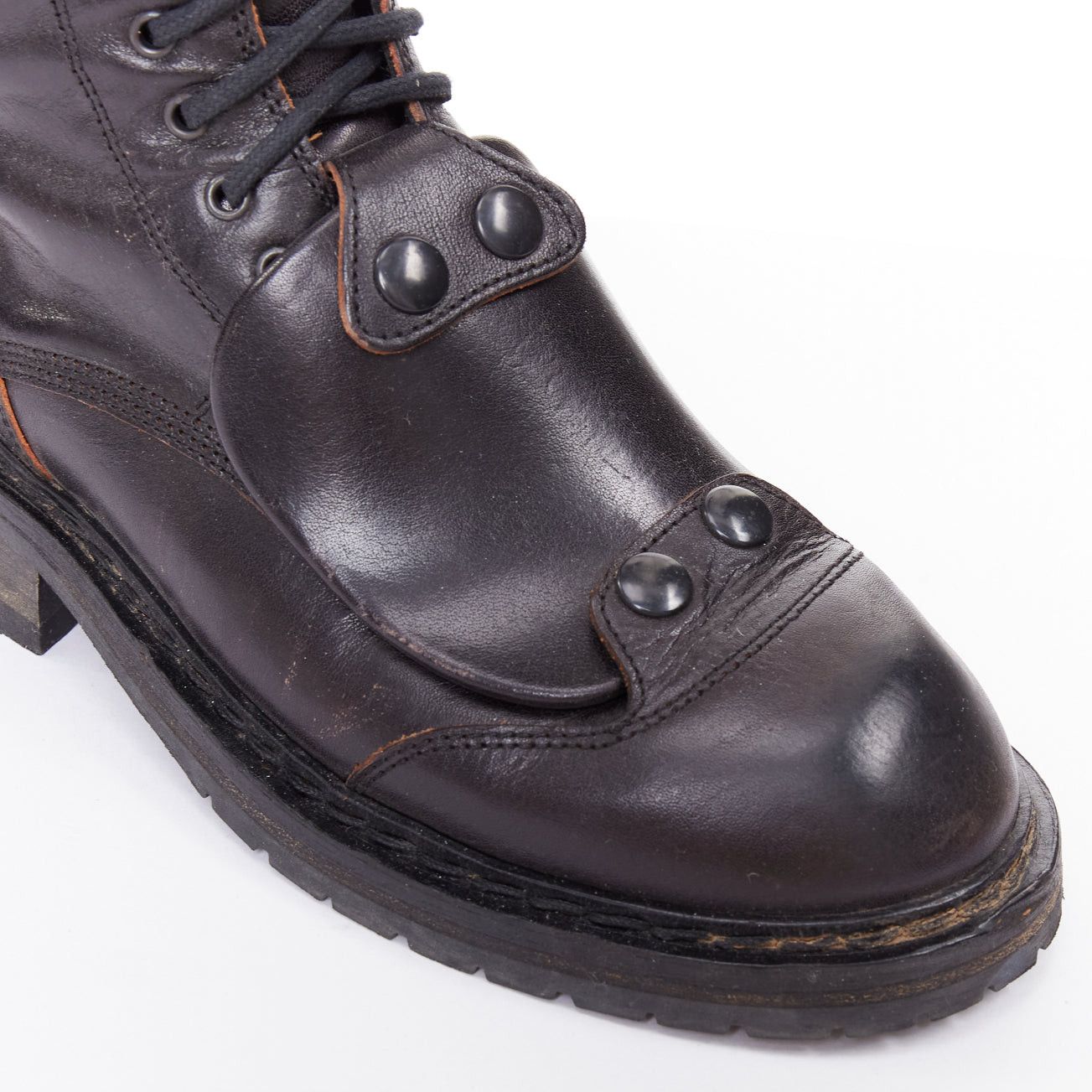 Ann Demeulemeester rare ANN DEMEULEMEESTER black leather snap button panels tall combat boots EU36 Size US 6 / IT 36 - 7 Thumbnail