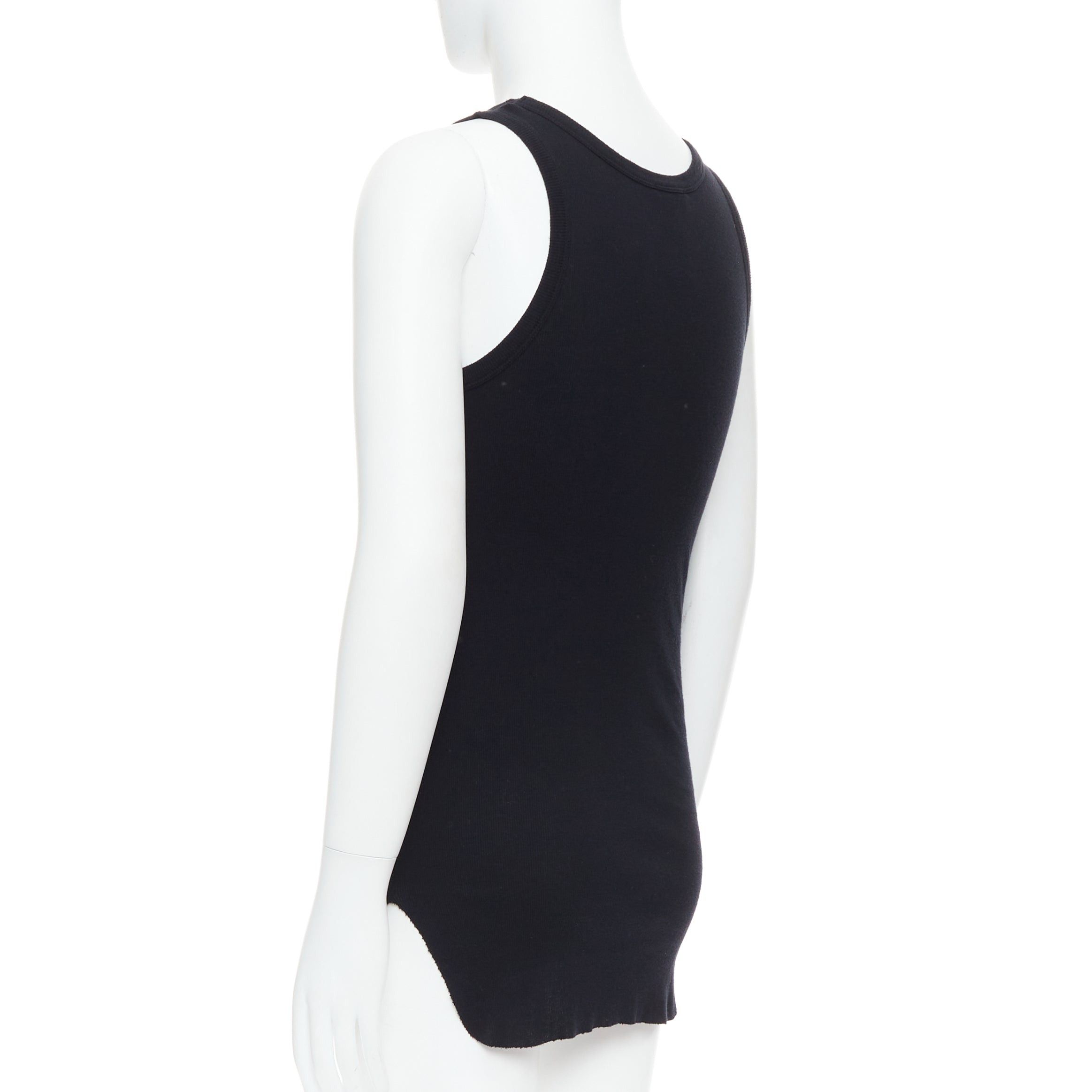 Ann Demeulemeester ANN DEMEULEMEESTER black cotton ribbed hi low hem scoop neck tank top M Size US M / EU 48-50 / 2 - 6 Thumbnail