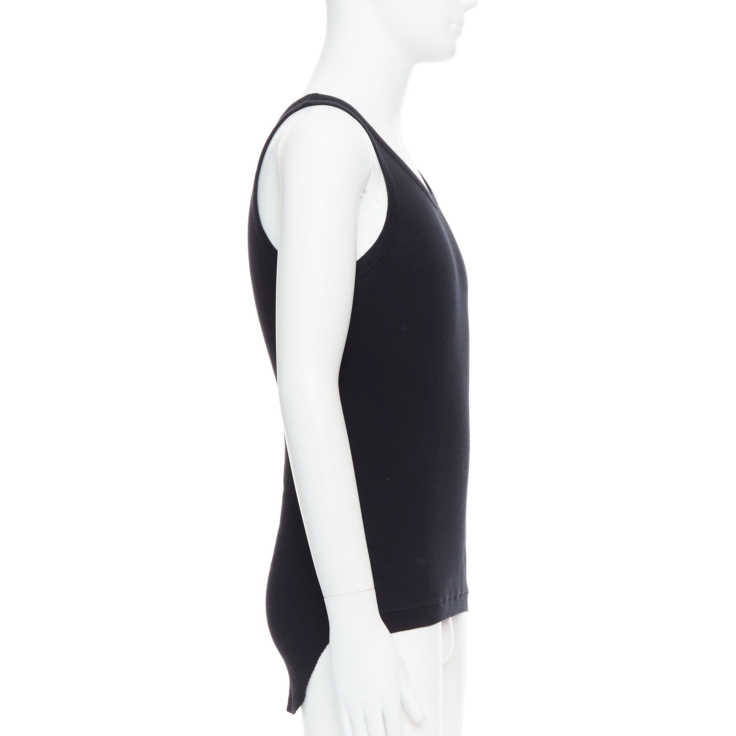 Ann Demeulemeester ANN DEMEULEMEESTER black cotton ribbed hi low hem scoop neck tank top M Size US M / EU 48-50 / 2 - 4 Thumbnail